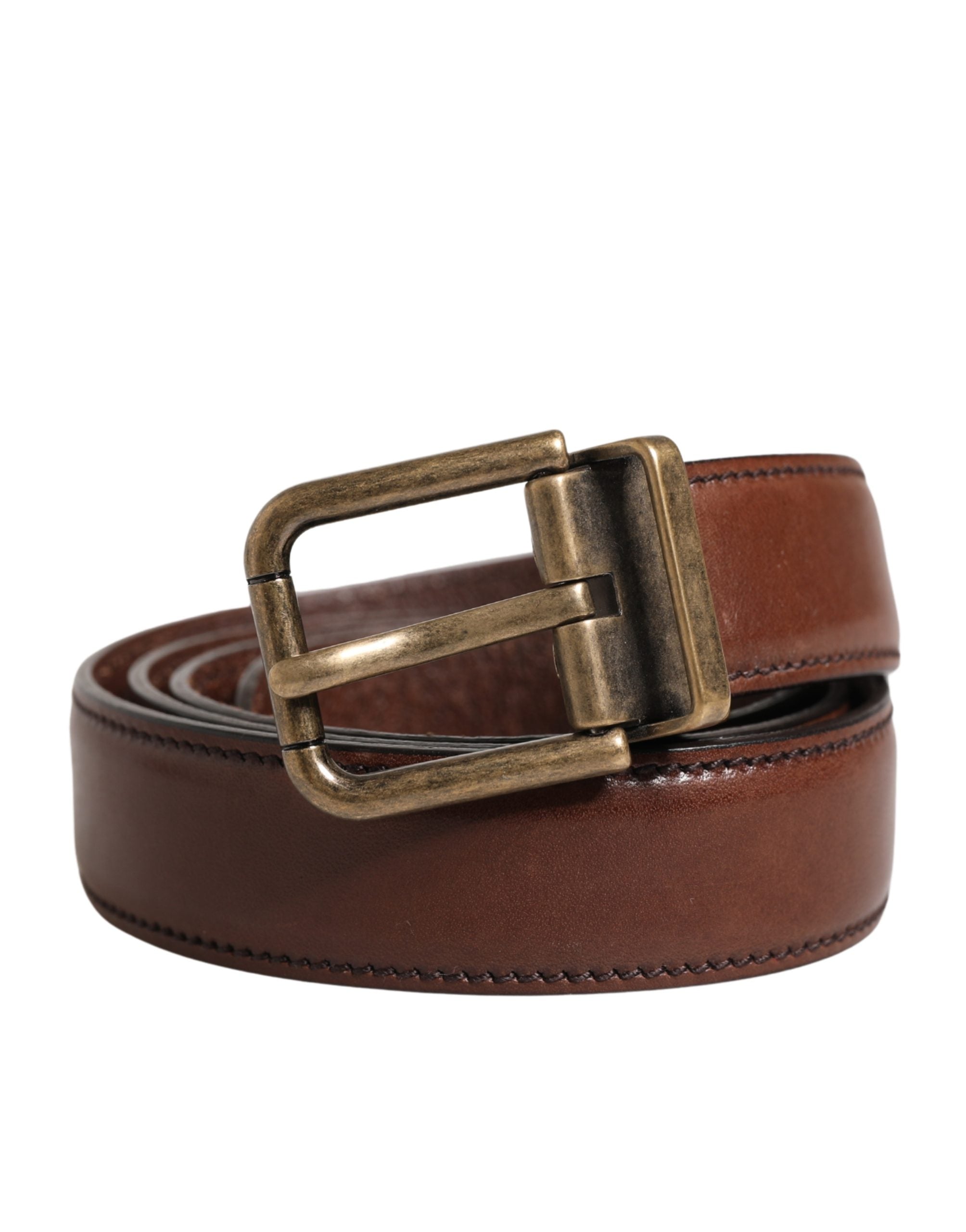 Dolce & Gabbana Men Brown Classic Leather Metal Buckle Belt Dolce & Gabbana