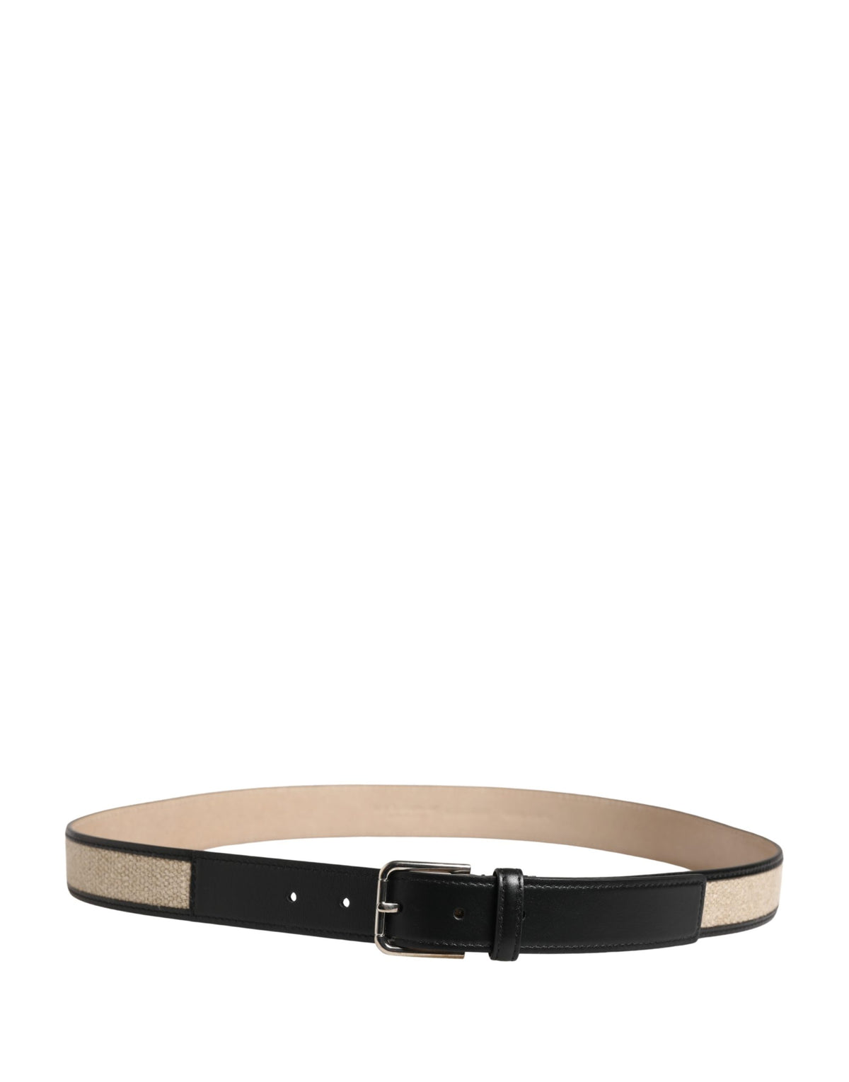Dolce & Gabbana Men Beige Woven Leather Metal Buckle Belt