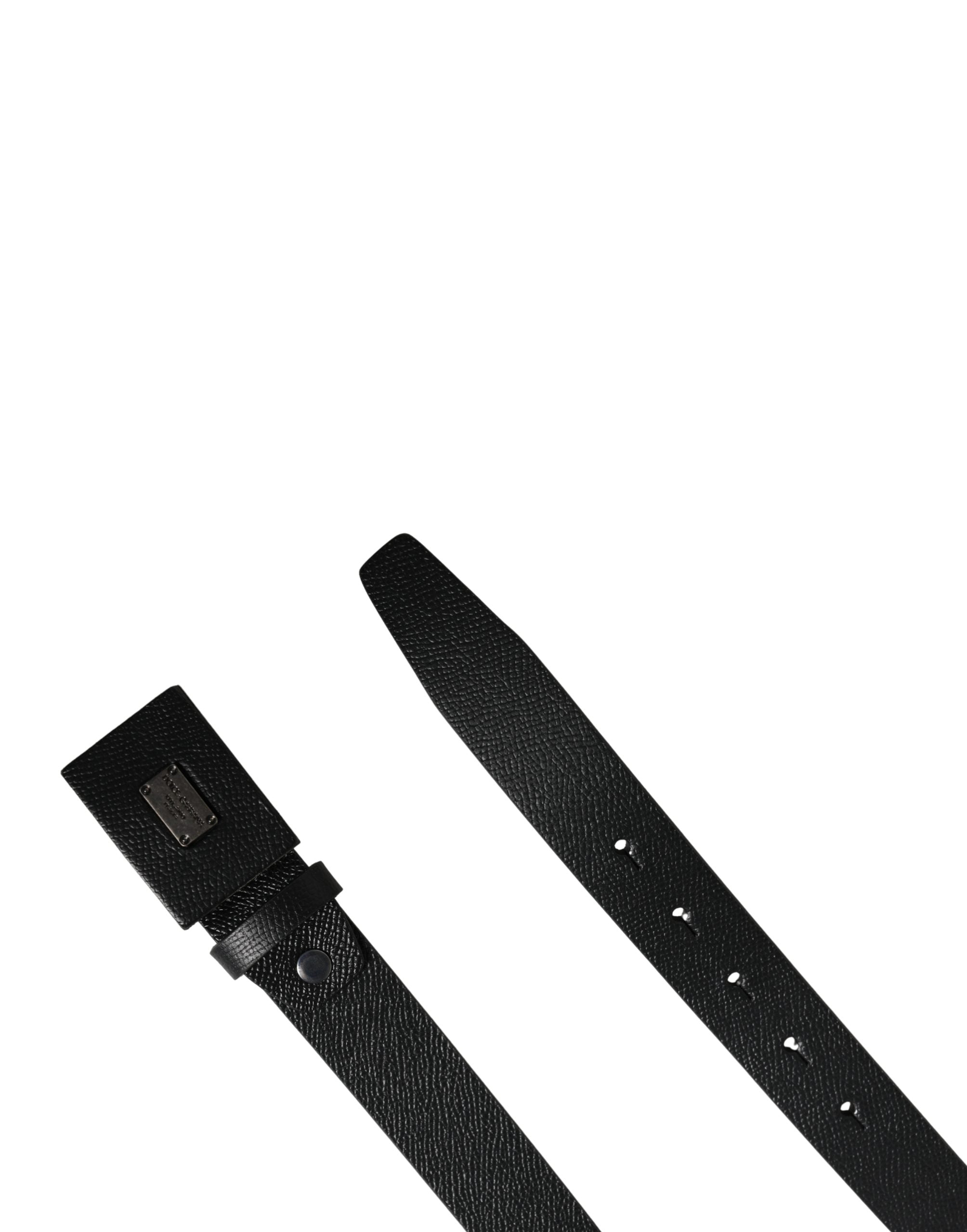 Dolce & Gabbana Men Black Calfskin Leather Square Buckle Belt Dolce & Gabbana