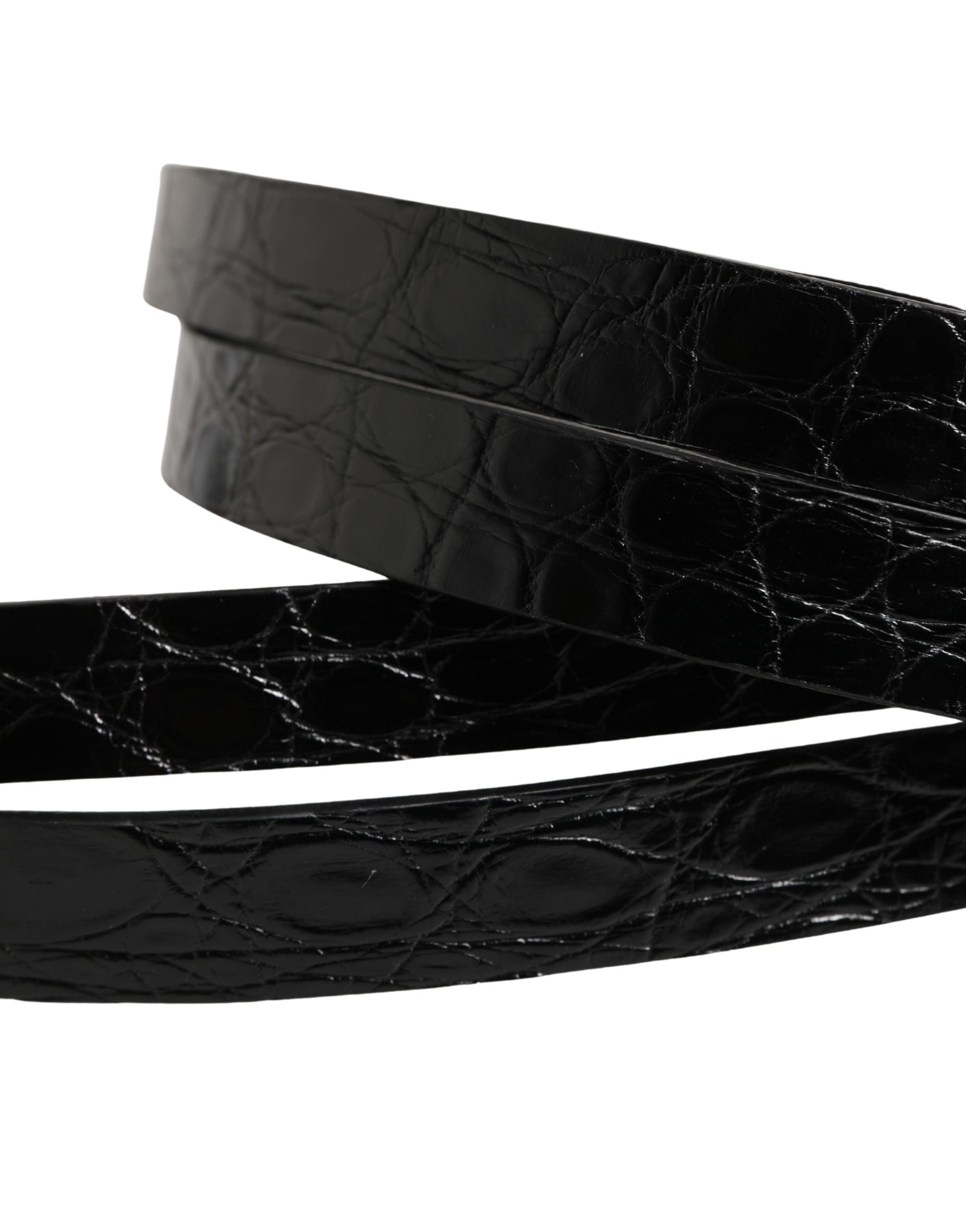 Dolce & Gabbana Black Double Strap Leather Silver Buckle Belt Dolce & Gabbana