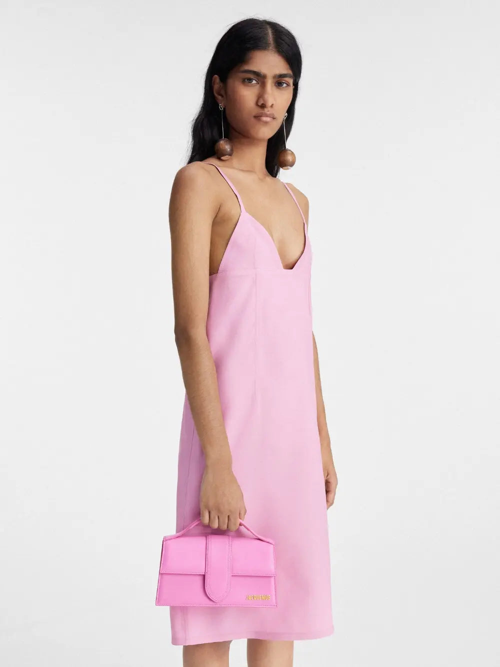 Jacquemus Neon Pink Leather Le Grand Bambino Handbag Jacquemus