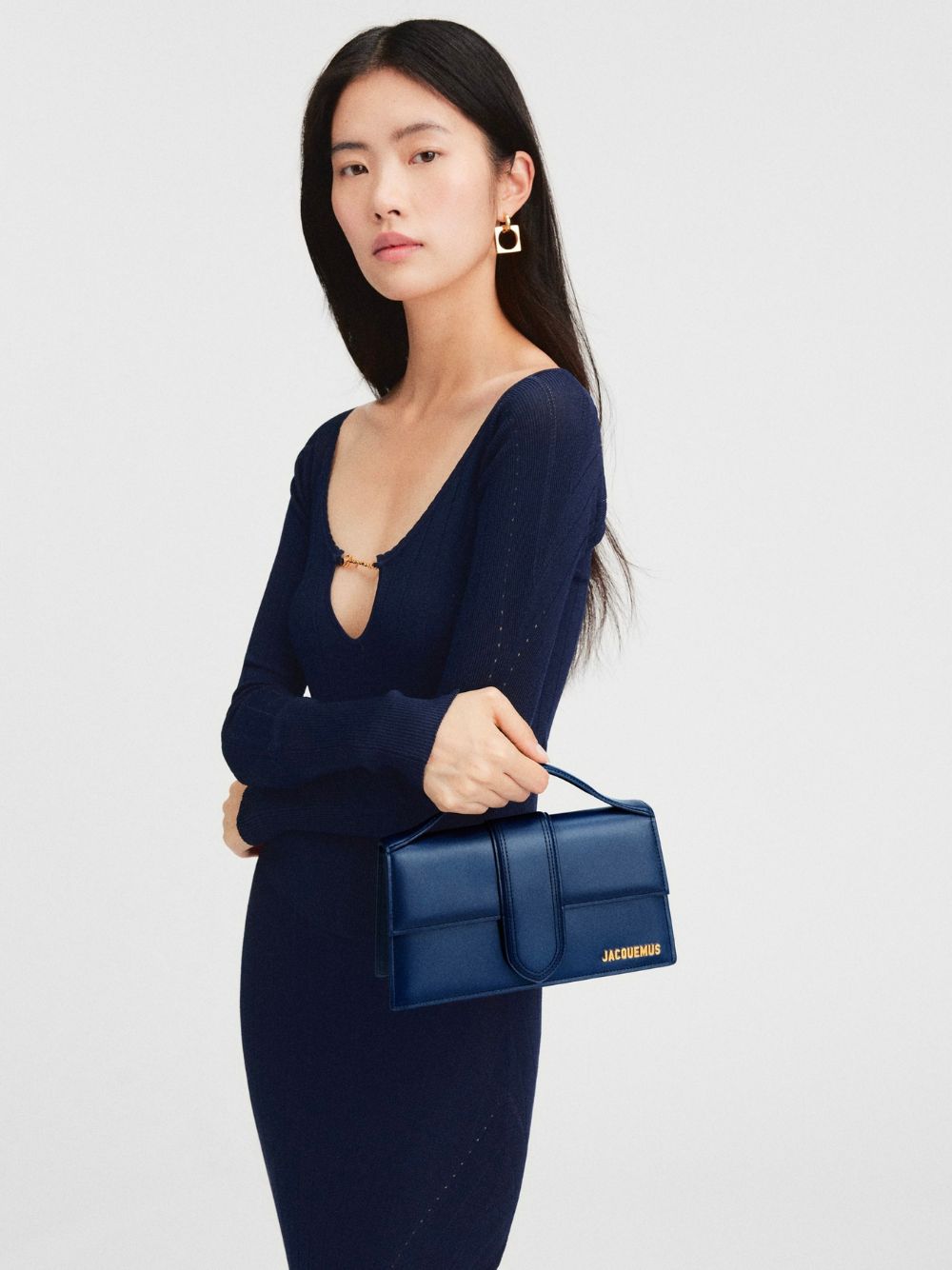 Jacquemus Dark NavyLeather Le Grand Bambino Handbag Jacquemus