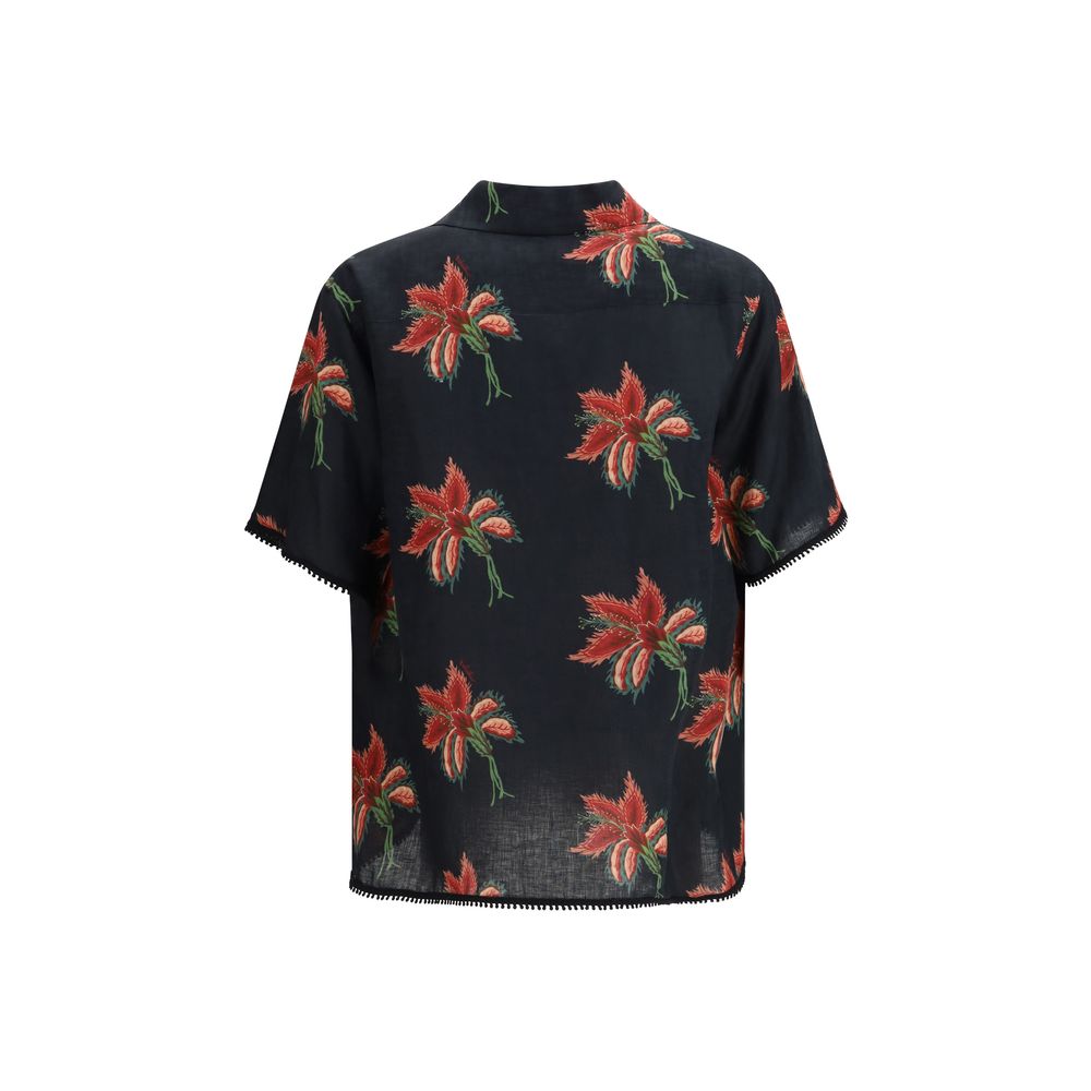 Valentino Black Linen Pattern Shirt Valentino