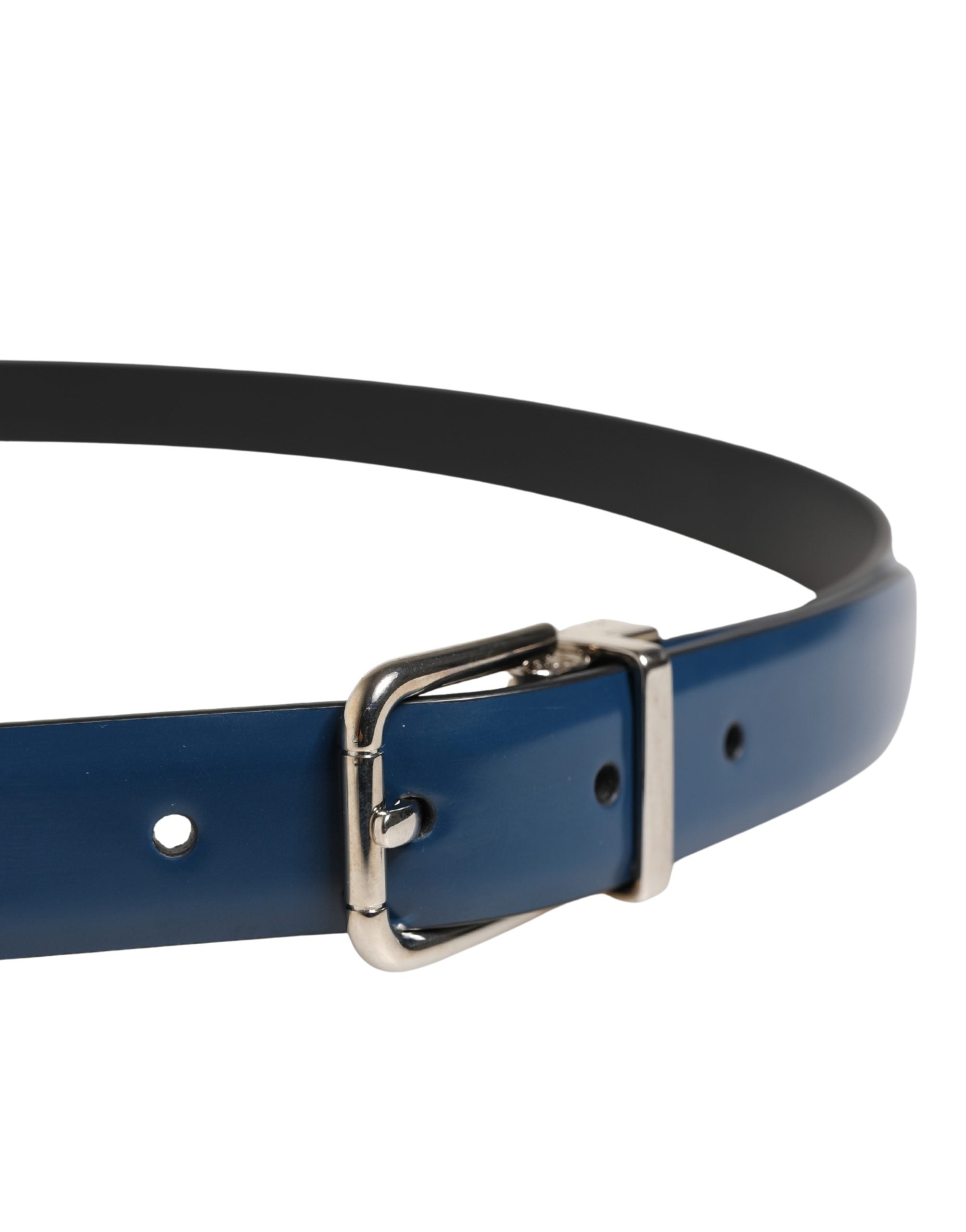 Dolce & Gabbana Men Blue Classic Leather Metal Buckle Belt Dolce & Gabbana