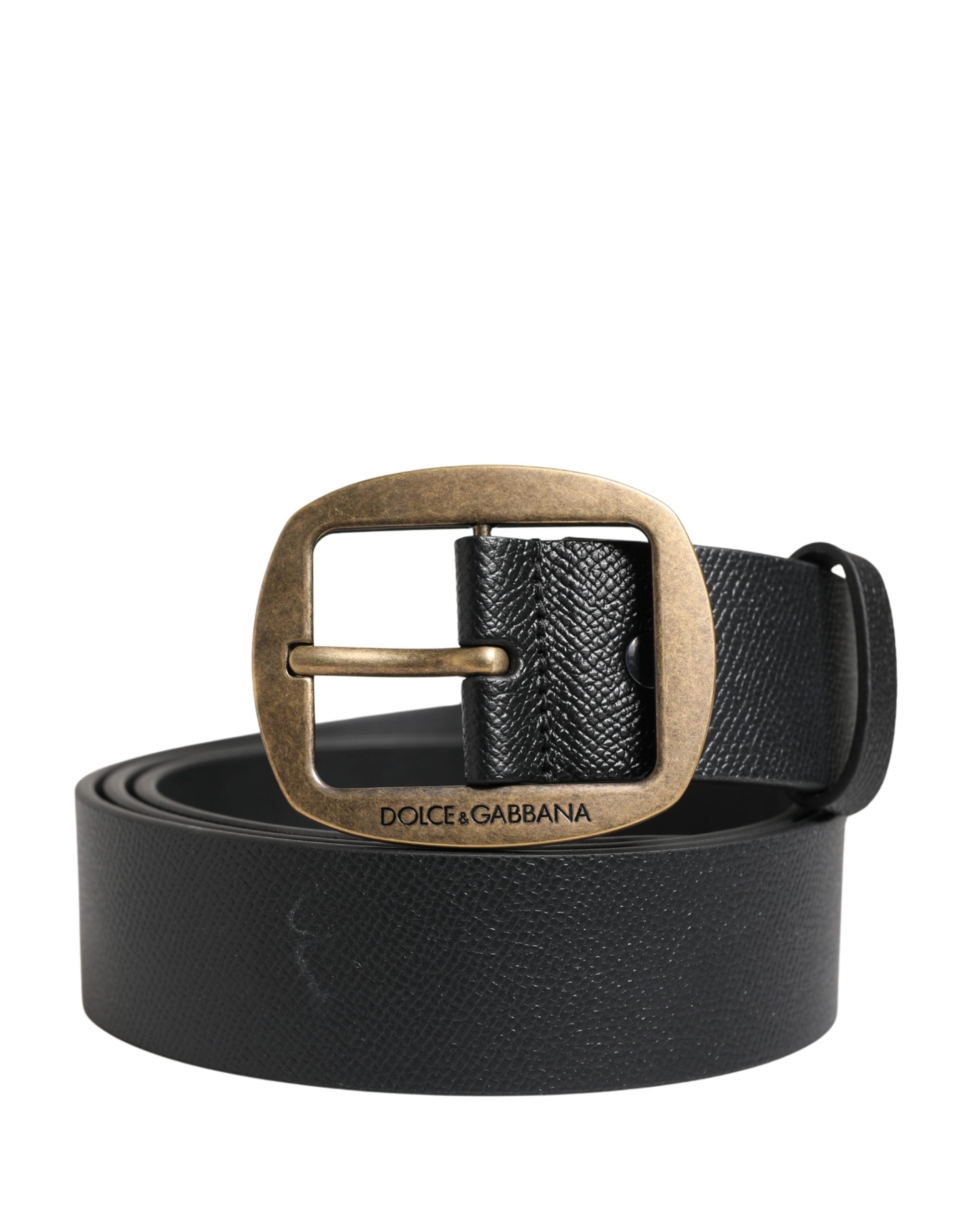 Dolce & Gabbana Men Black Classic Leather Metal Buckle Belt Dolce & Gabbana