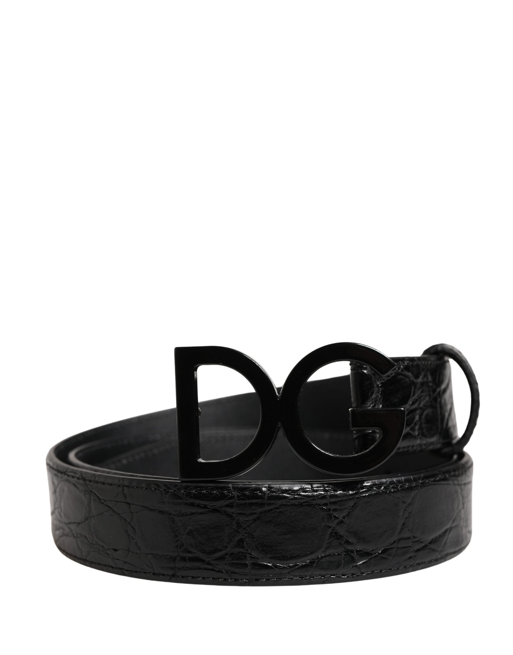Dolce & Gabbana Men Black Exotic Leather Logo Buckle Belt Dolce & Gabbana