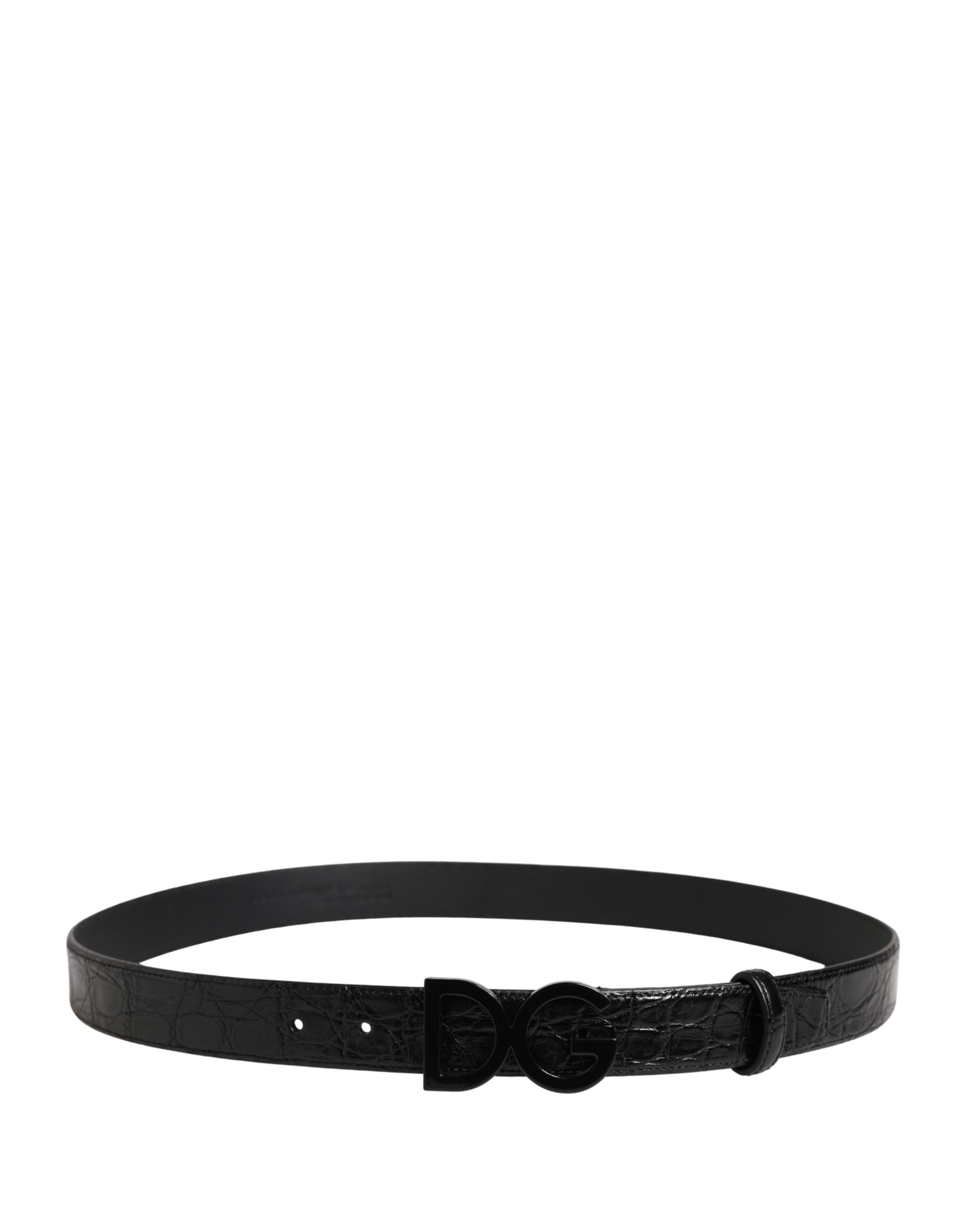 Dolce & Gabbana Men Black Exotic Leather Logo Buckle Belt Dolce & Gabbana
