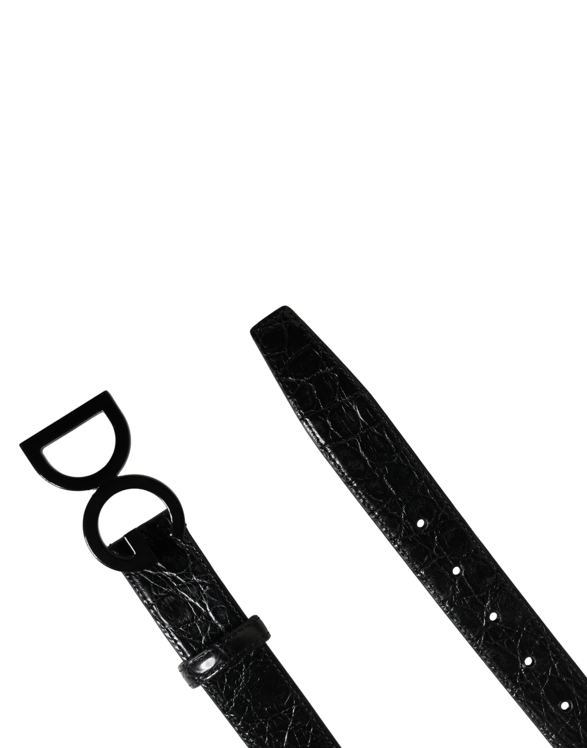 Dolce & Gabbana Men Black Exotic Leather Logo Buckle Belt Dolce & Gabbana