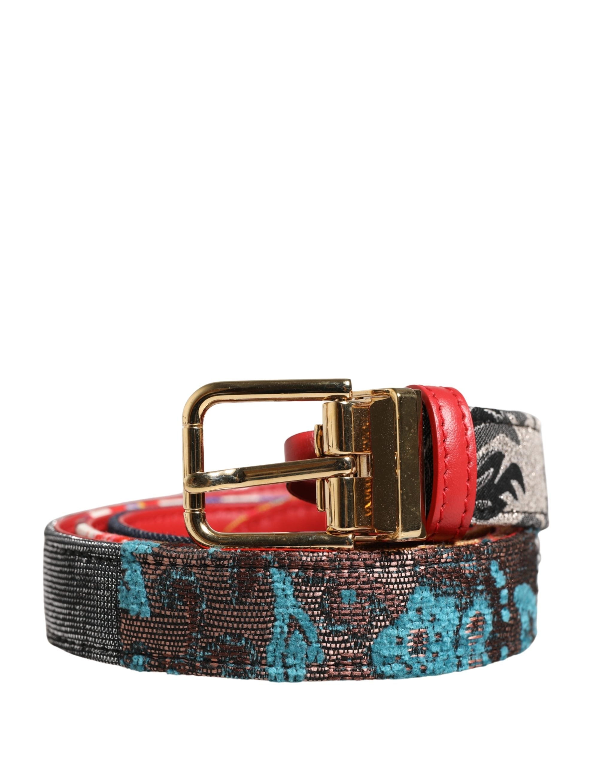Dolce & Gabbana Multicolor Floral Jacquard Metal Buckle Belt Dolce & Gabbana