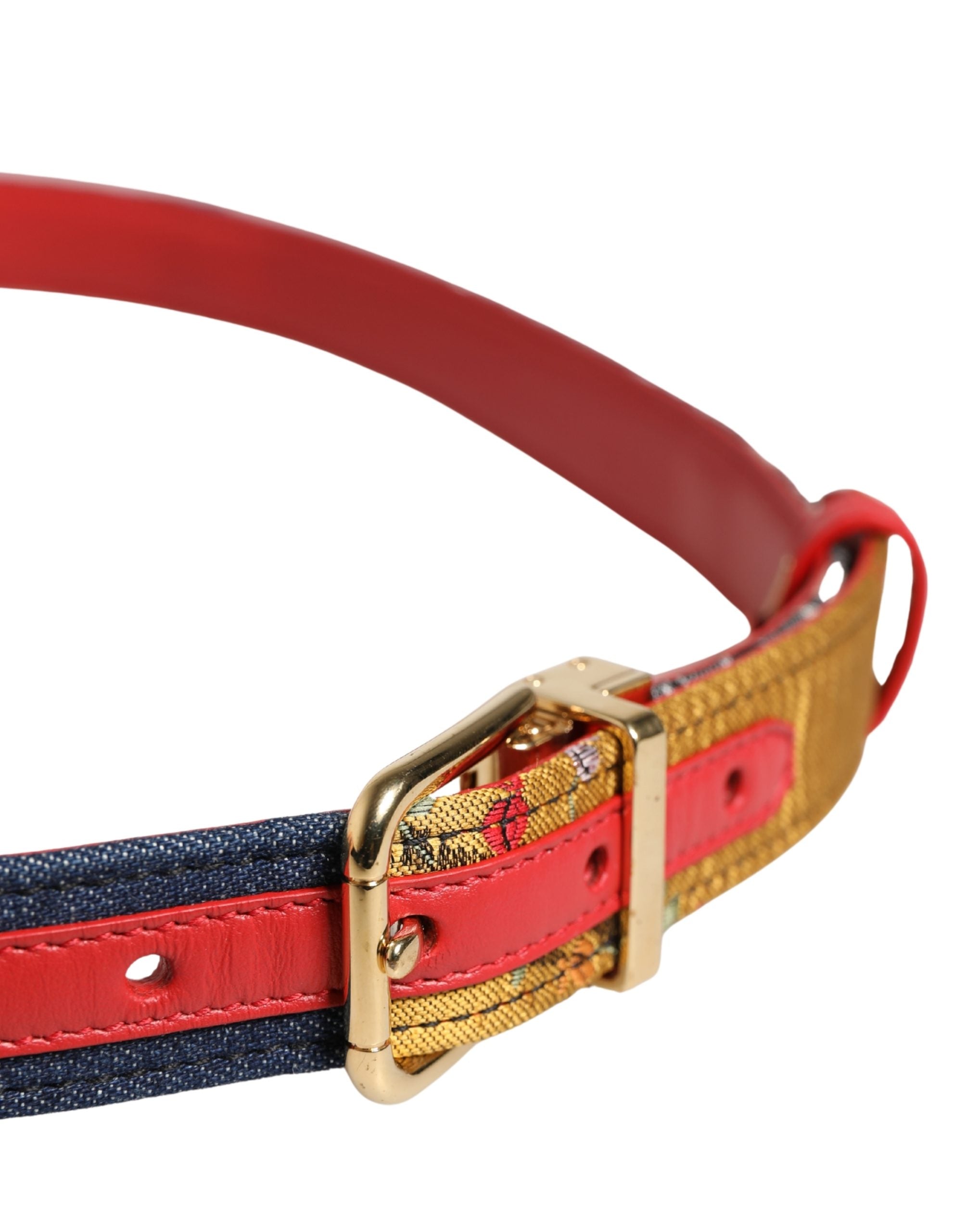 Dolce & Gabbana Multicolor Floral Jacquard Metal Buckle Belt Dolce & Gabbana