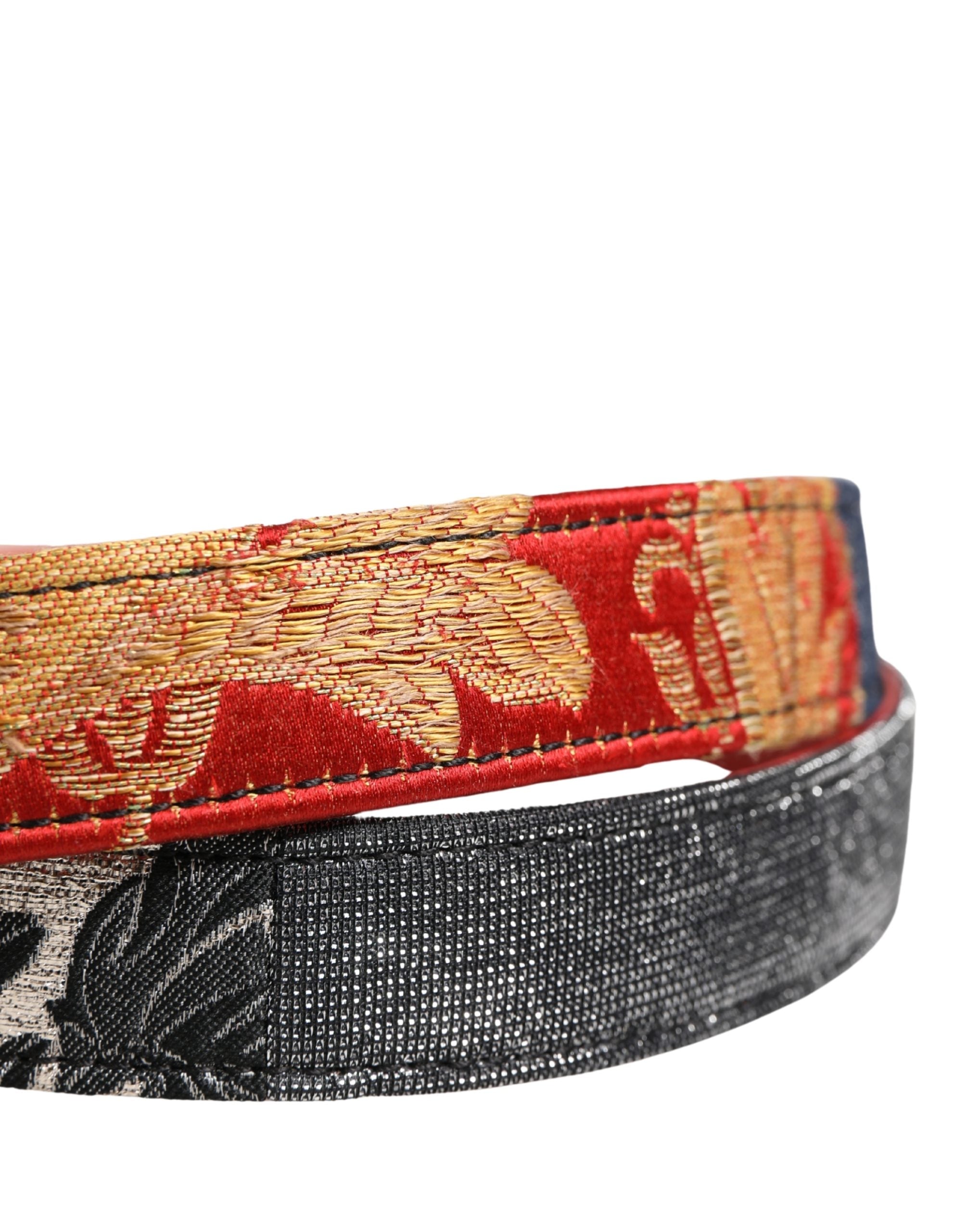 Dolce & Gabbana Multicolor Floral Jacquard Metal Buckle Belt Dolce & Gabbana