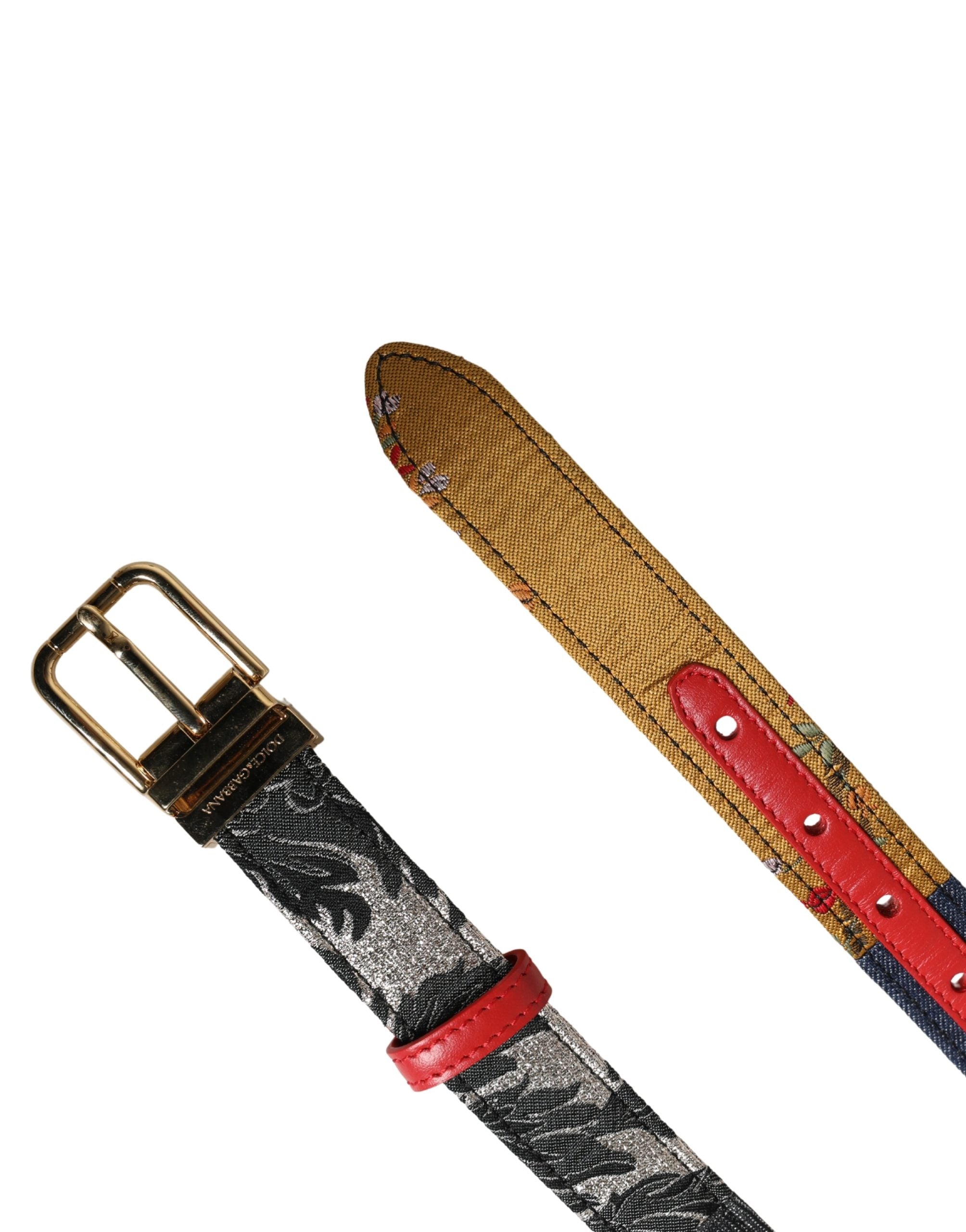 Dolce & Gabbana Multicolor Floral Jacquard Metal Buckle Belt Dolce & Gabbana