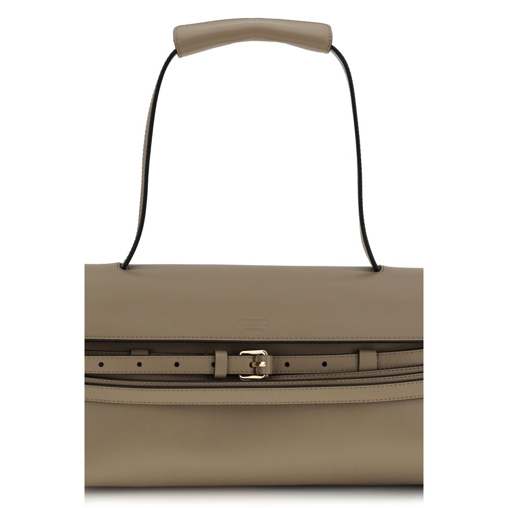 Moschino Beige Calf Leather Bos Taurus Shoulder Bag Moschino
