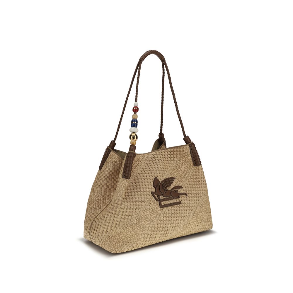 Etro Beige Raffia Shoulder Bag Etro