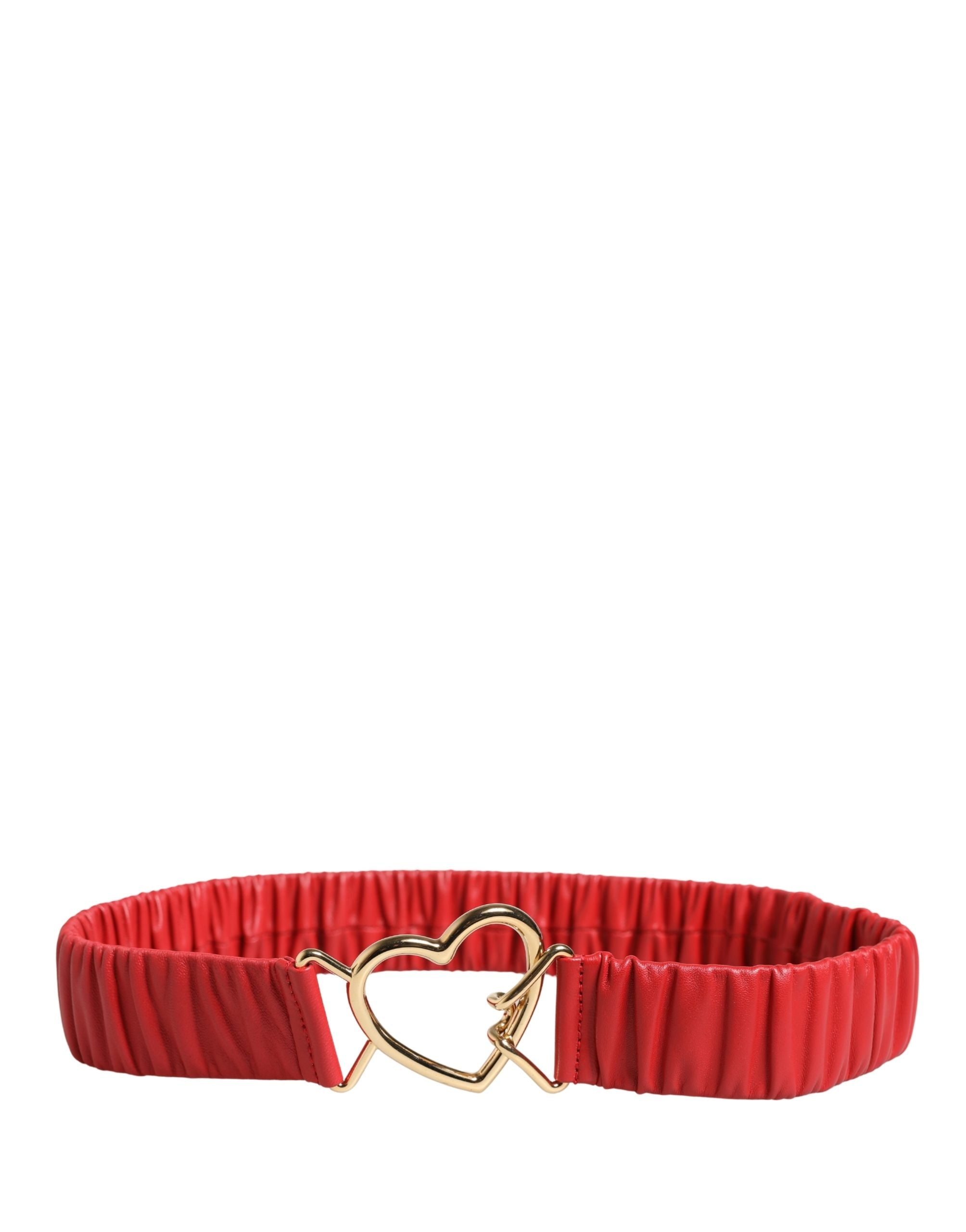 Dolce & Gabbana Red Leather Gold Heart Metal Buckle Belt Dolce & Gabbana