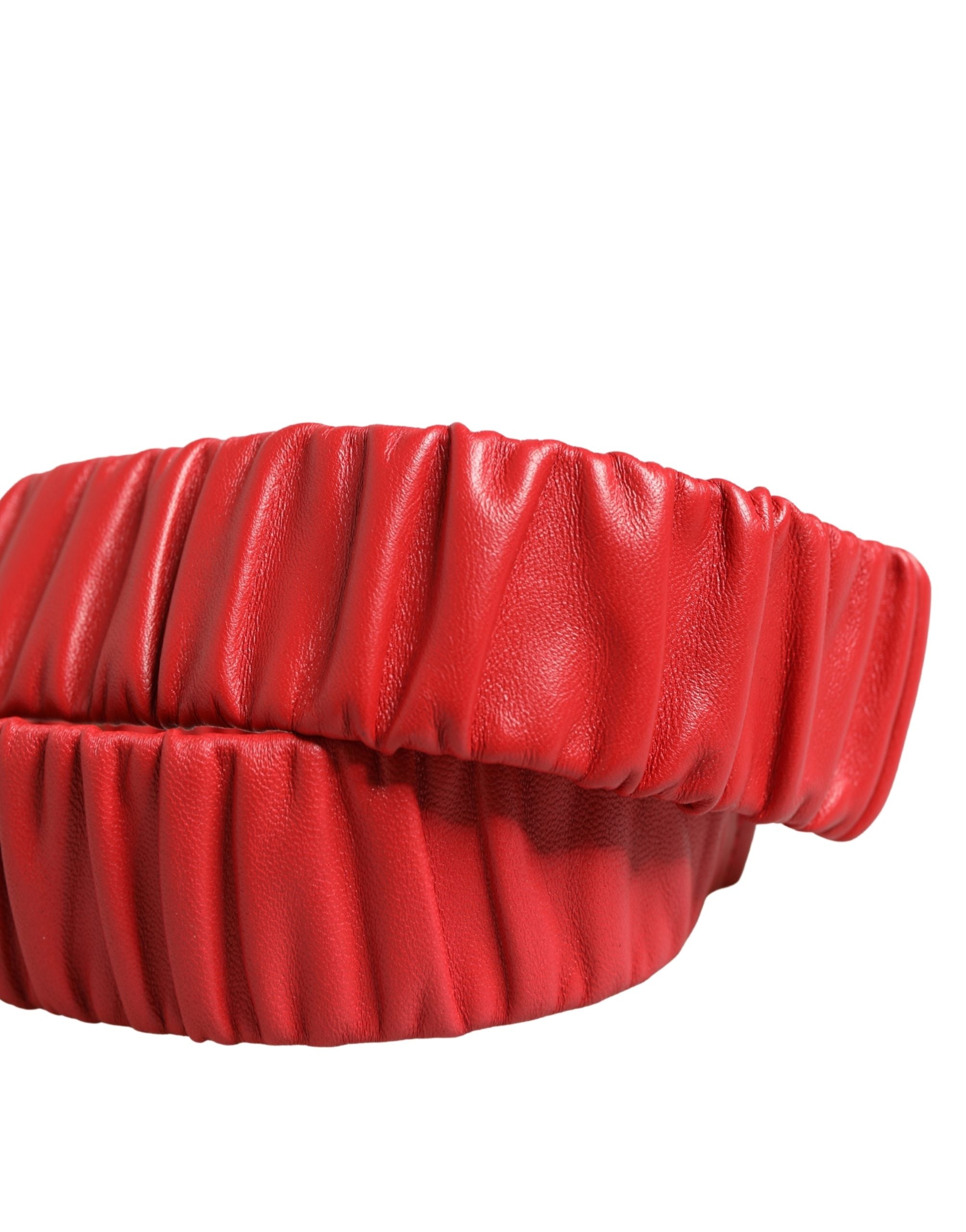 Dolce & Gabbana Red Leather Gold Heart Metal Buckle Belt Dolce & Gabbana