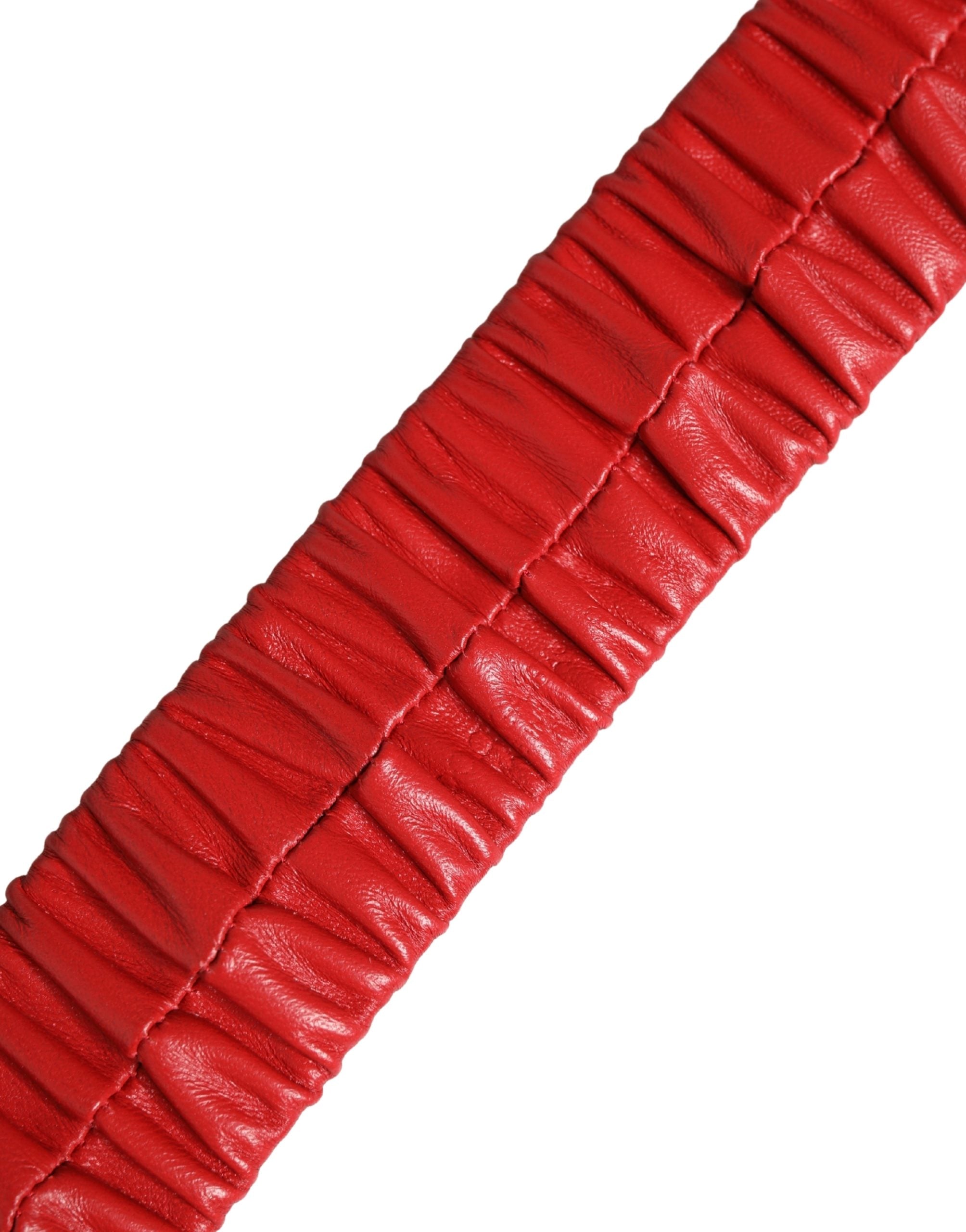 Dolce & Gabbana Red Leather Gold Heart Metal Buckle Belt Dolce & Gabbana