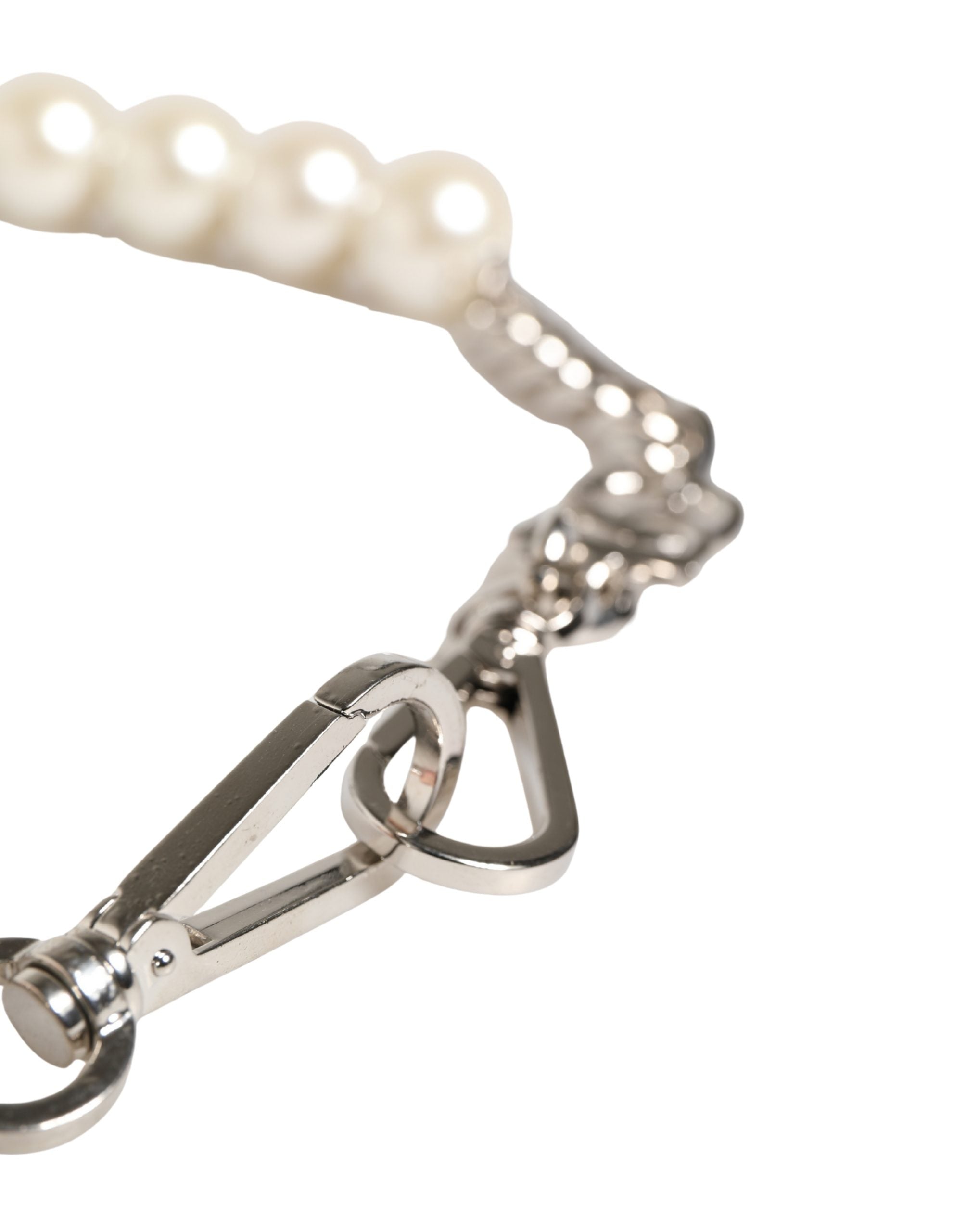 Dolce & Gabbana Black Leather Silver Chain Bag Accessory Shoulder Strap Dolce & Gabbana