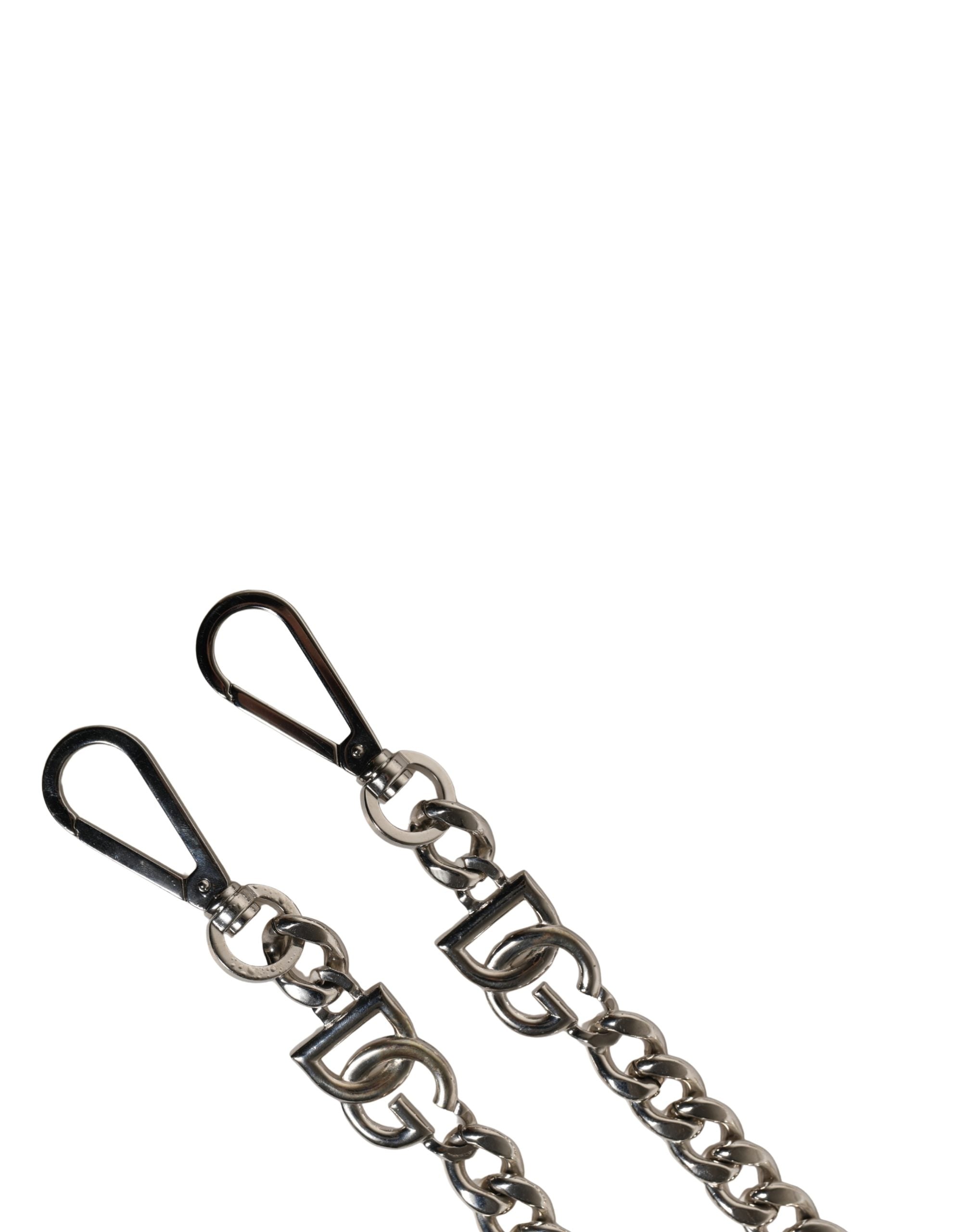 Dolce & Gabbana Black Leather Silver Chain Bag Accessory Shoulder Strap Dolce & Gabbana