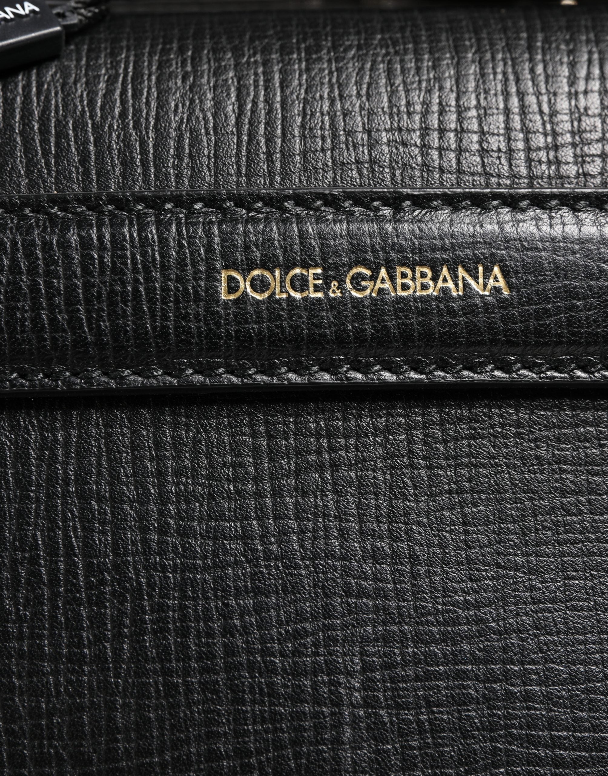 Dolce & Gabbana Black Car Man Applique Leather Weekender Borse Bag Dolce & Gabbana