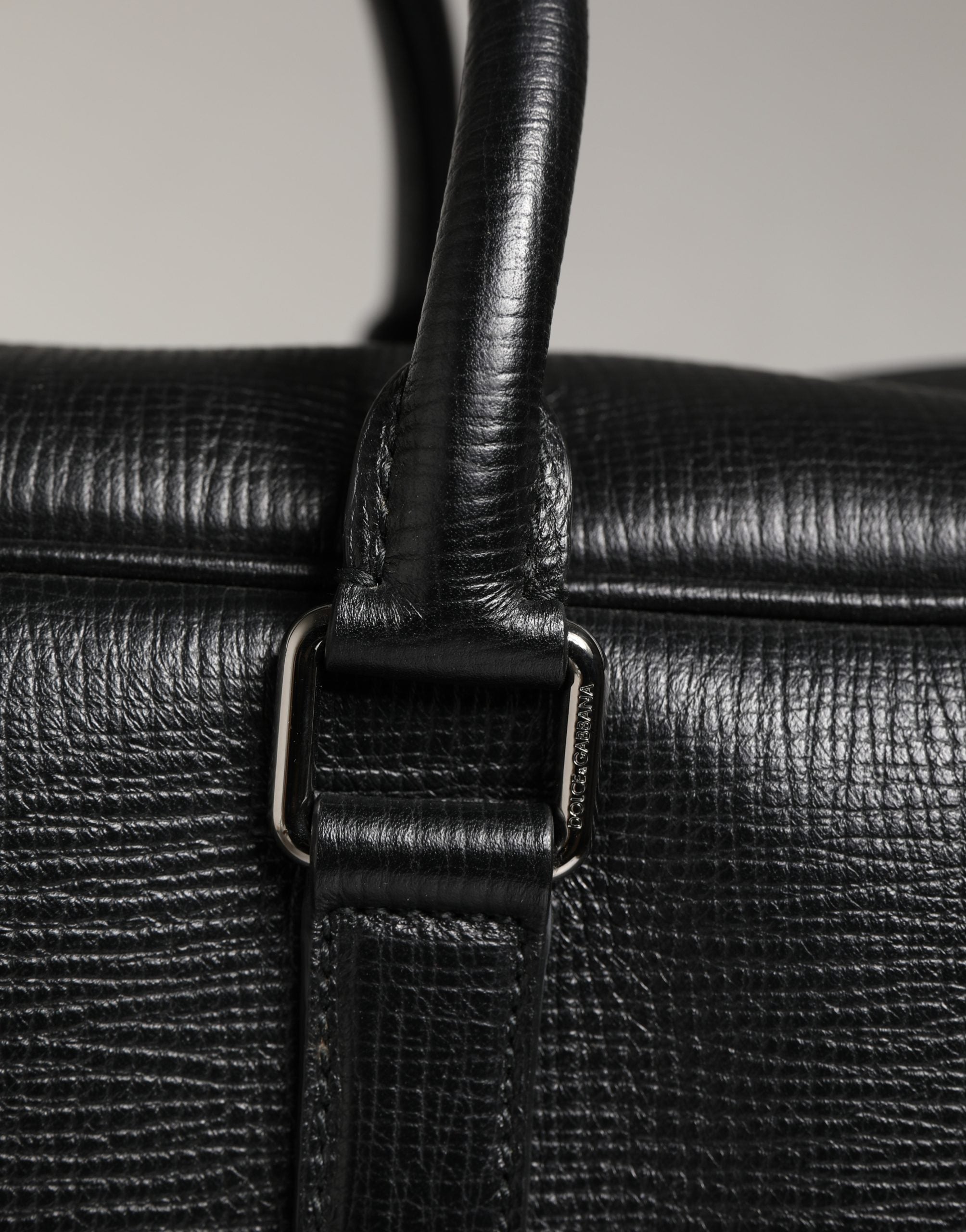 Dolce & Gabbana Black Car Man Applique Leather Weekender Borse Bag Dolce & Gabbana