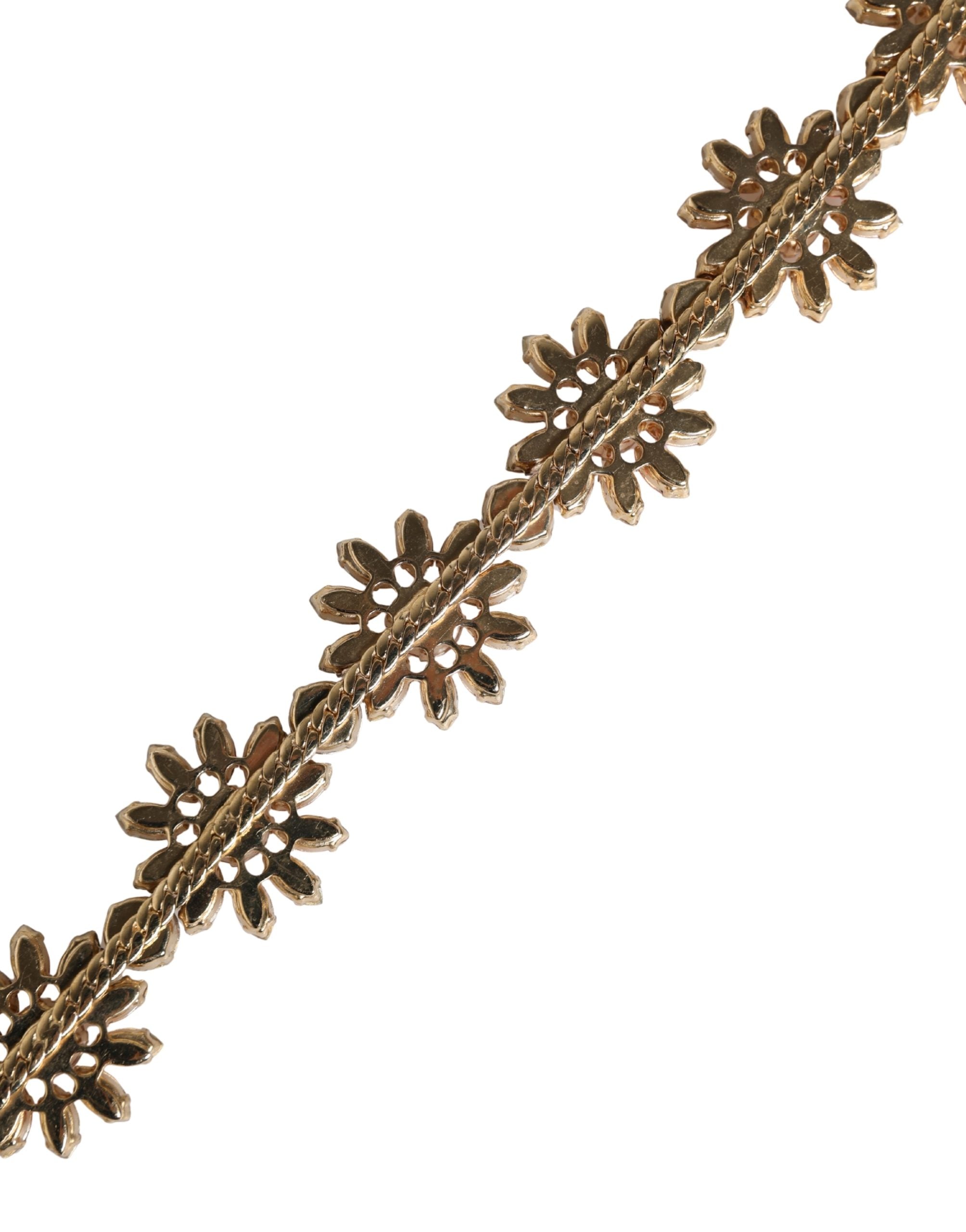 Dolce & Gabbana Red Leather Daisy Crystal Embellished Waist Belt Dolce & Gabbana