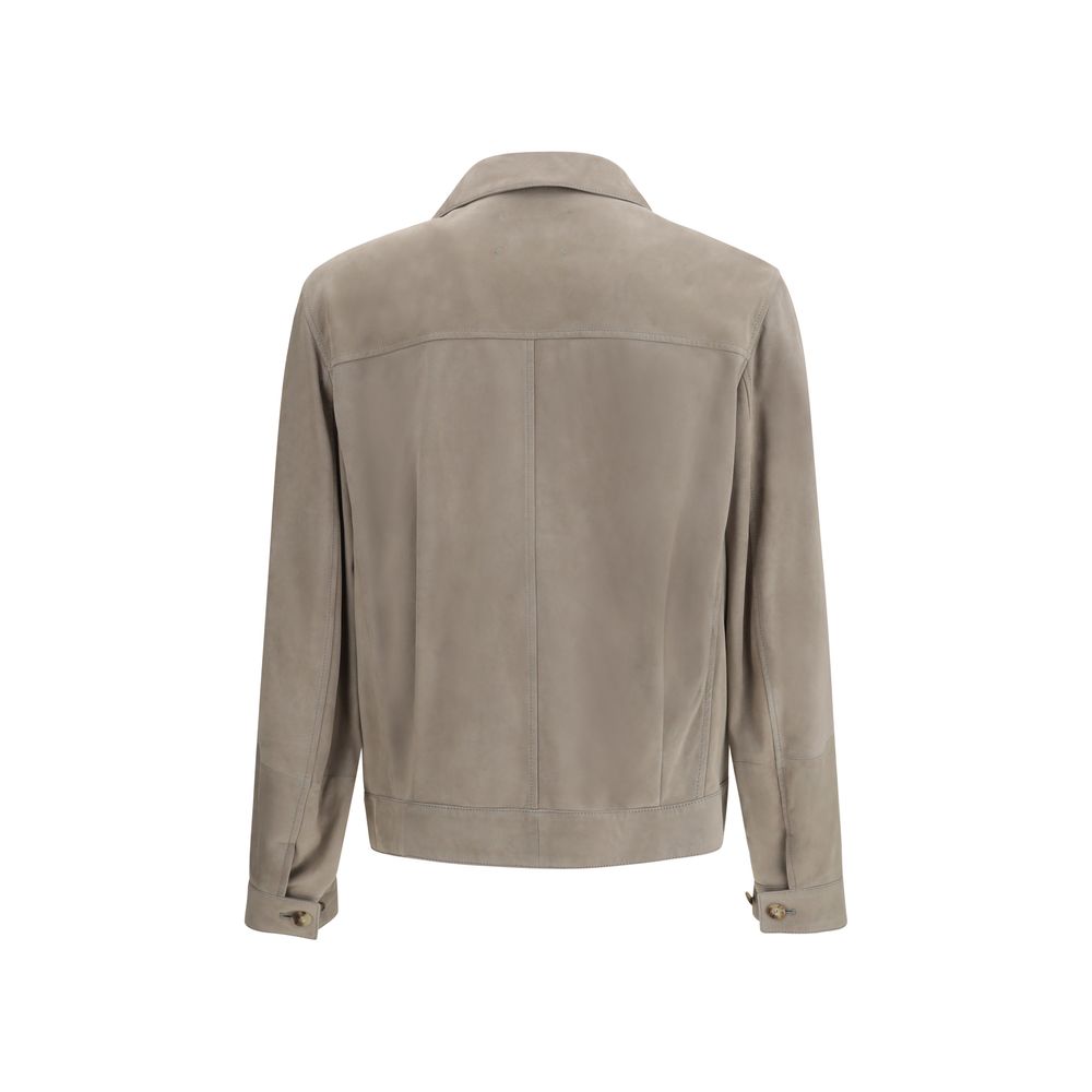 Brunello Cucinelli Bicolor Calf Leather Bos Taurus Leather Jacket Brunello Cucinelli