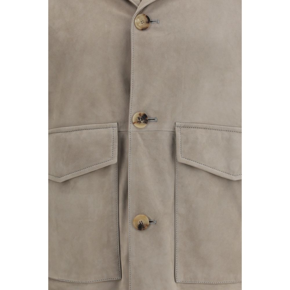 Brunello Cucinelli Bicolor Calf Leather Bos Taurus Leather Jacket Brunello Cucinelli