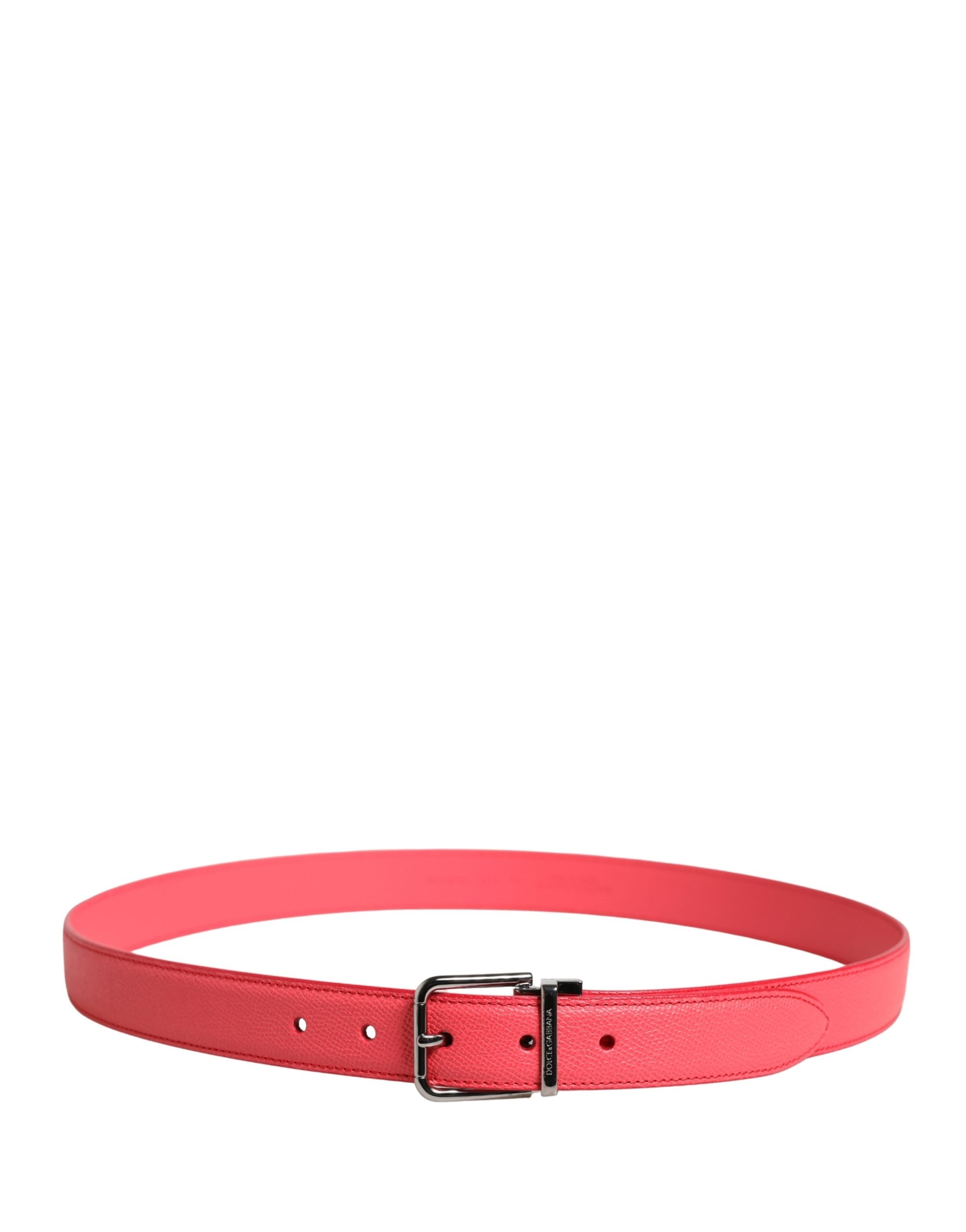 Dolce & Gabbana Pink Calf Leather Silver Metal Buckle Belt Dolce & Gabbana