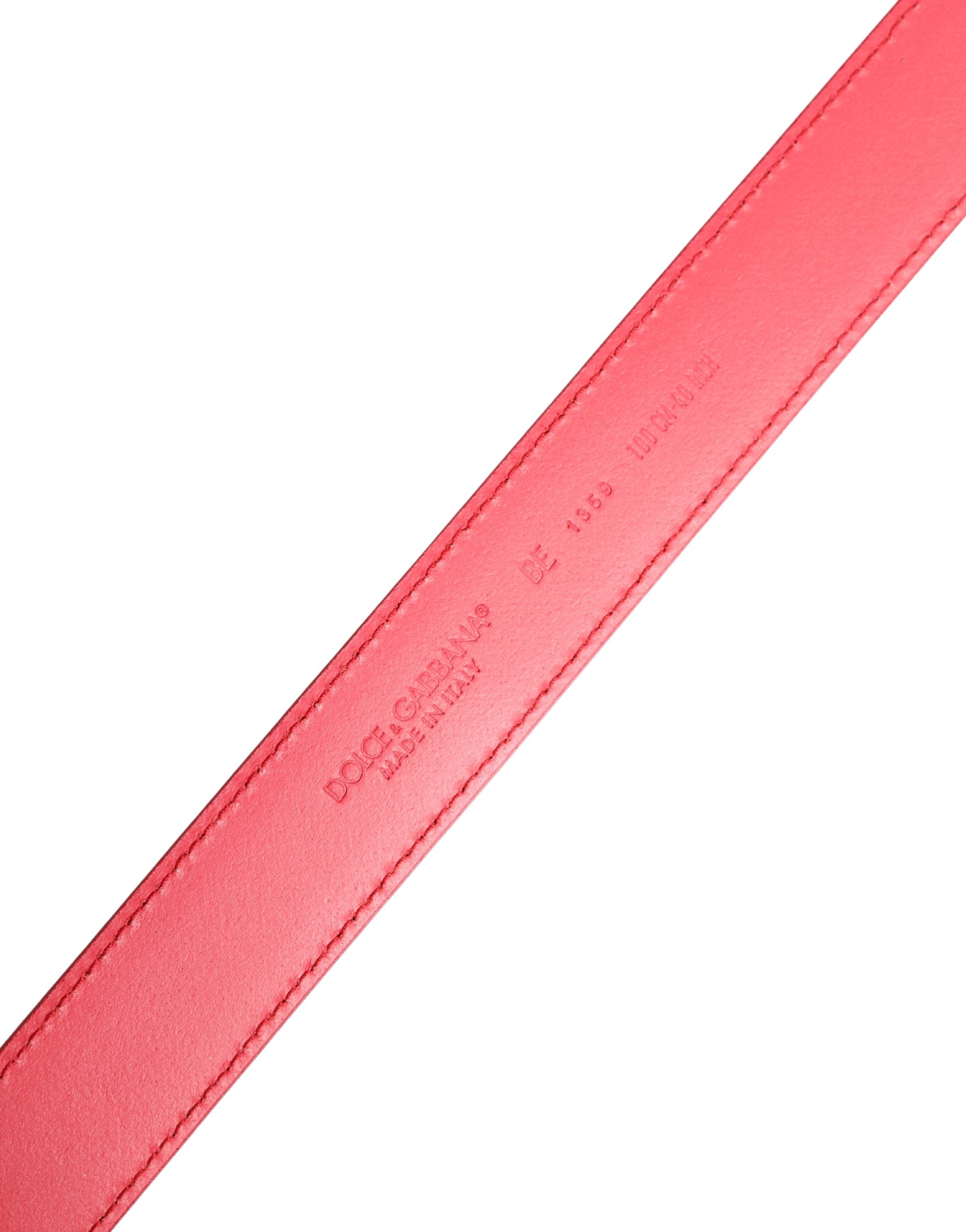 Dolce & Gabbana Pink Calf Leather Silver Metal Buckle Belt Dolce & Gabbana