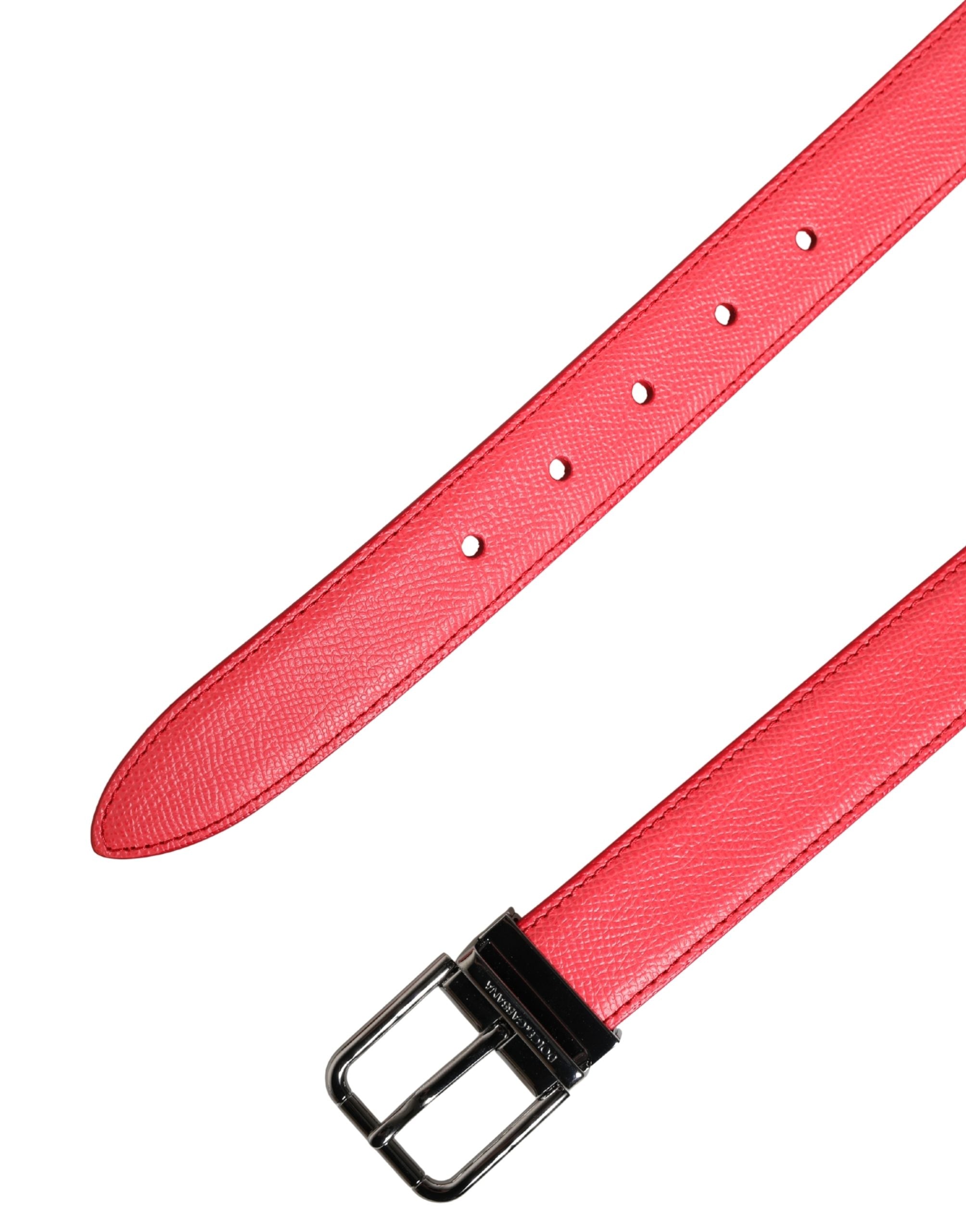 Dolce & Gabbana Pink Calf Leather Silver Metal Buckle Belt Dolce & Gabbana