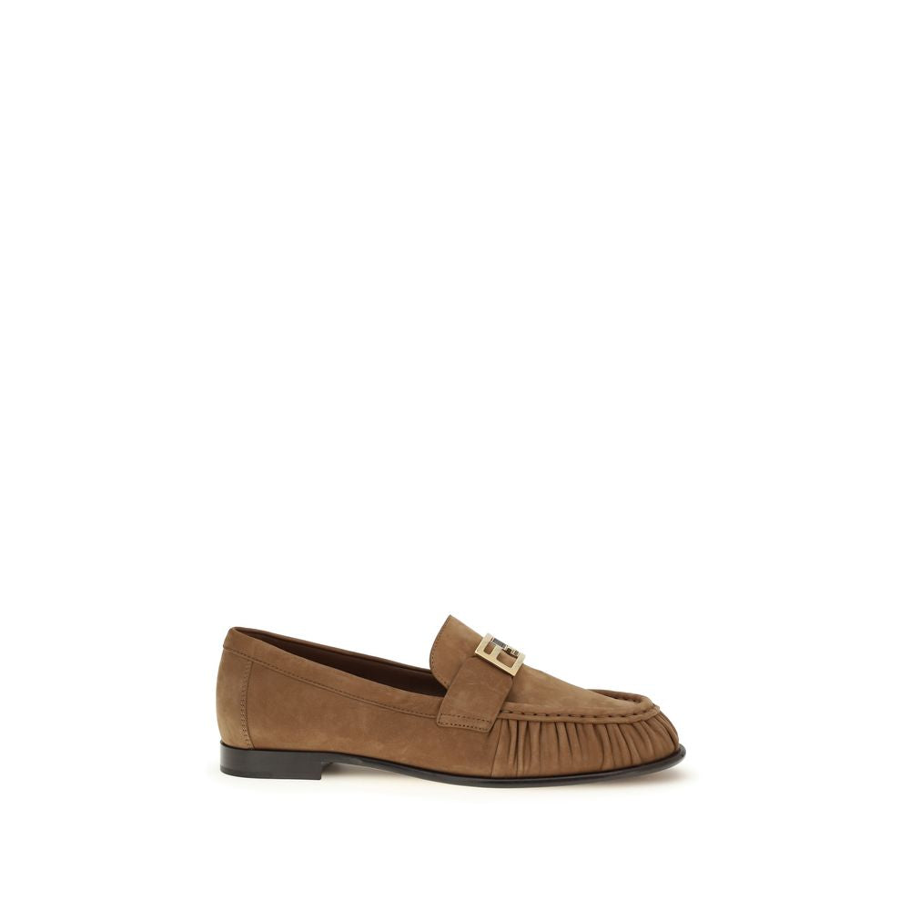 Fendi Brown Lamb Ovis Aries Aries Slip-On Loafers Fendi