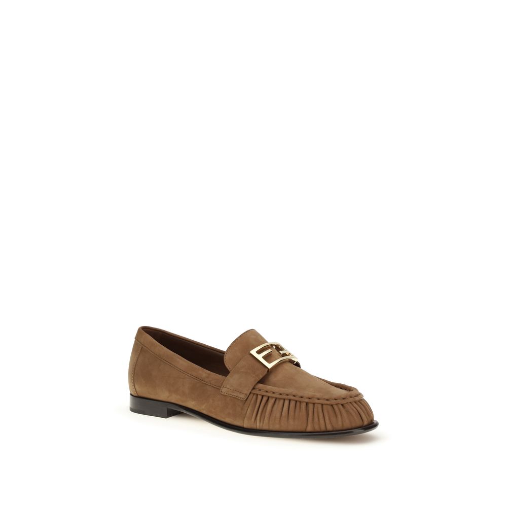 Fendi Brown Lamb Ovis Aries Aries Slip-On Loafers Fendi