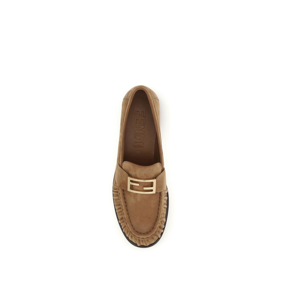 Fendi Brown Lamb Ovis Aries Aries Slip-On Loafers Fendi