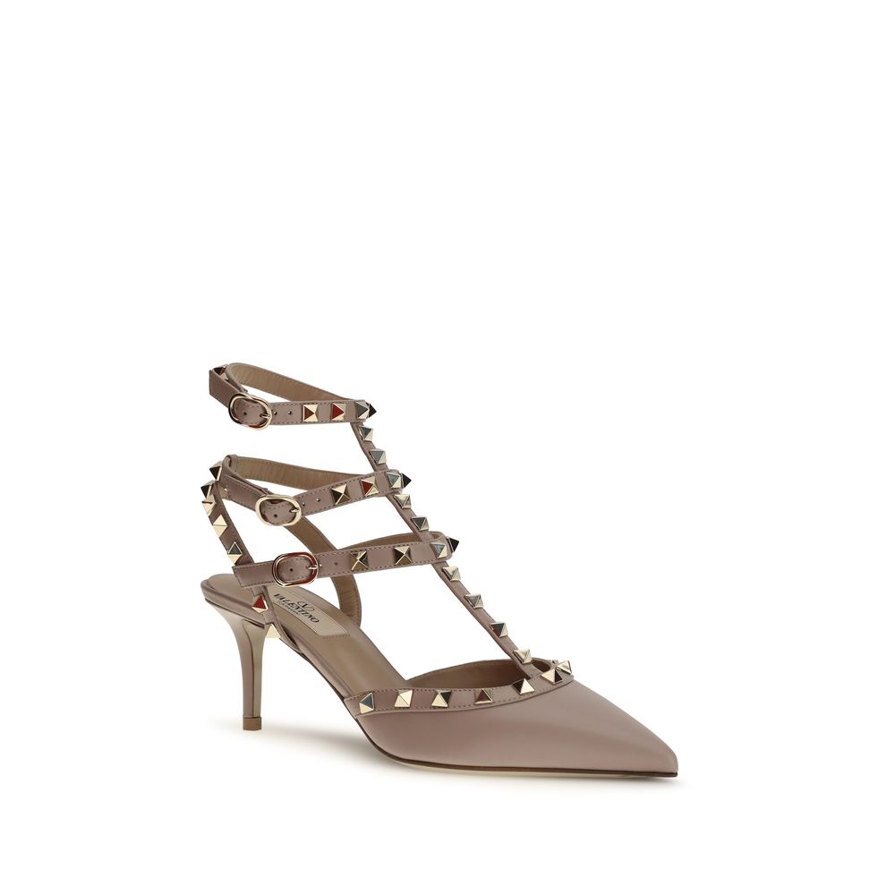 Valentino Garavani Multicolor Calf Leather Bos Taurus Mid Heel Pumps Valentino Garavani