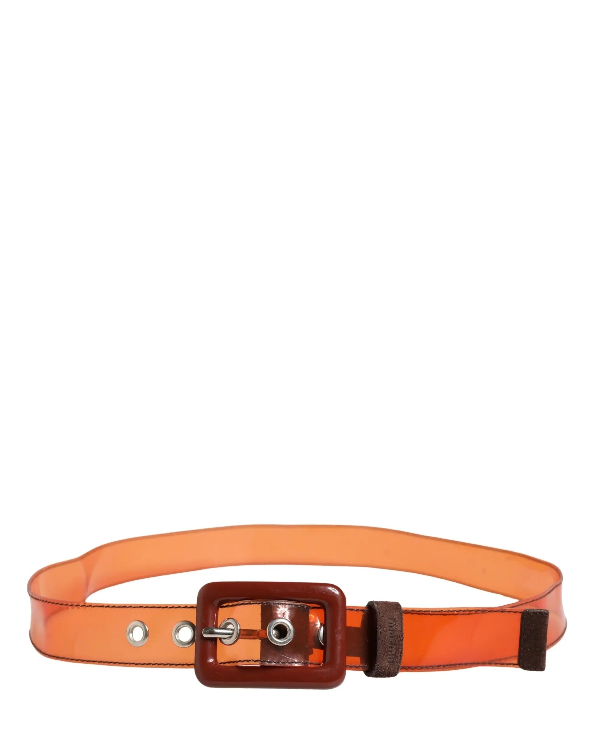 Miu Miu Orange PVC Waist Women Cintura Square Buckle Belt Miu Miu