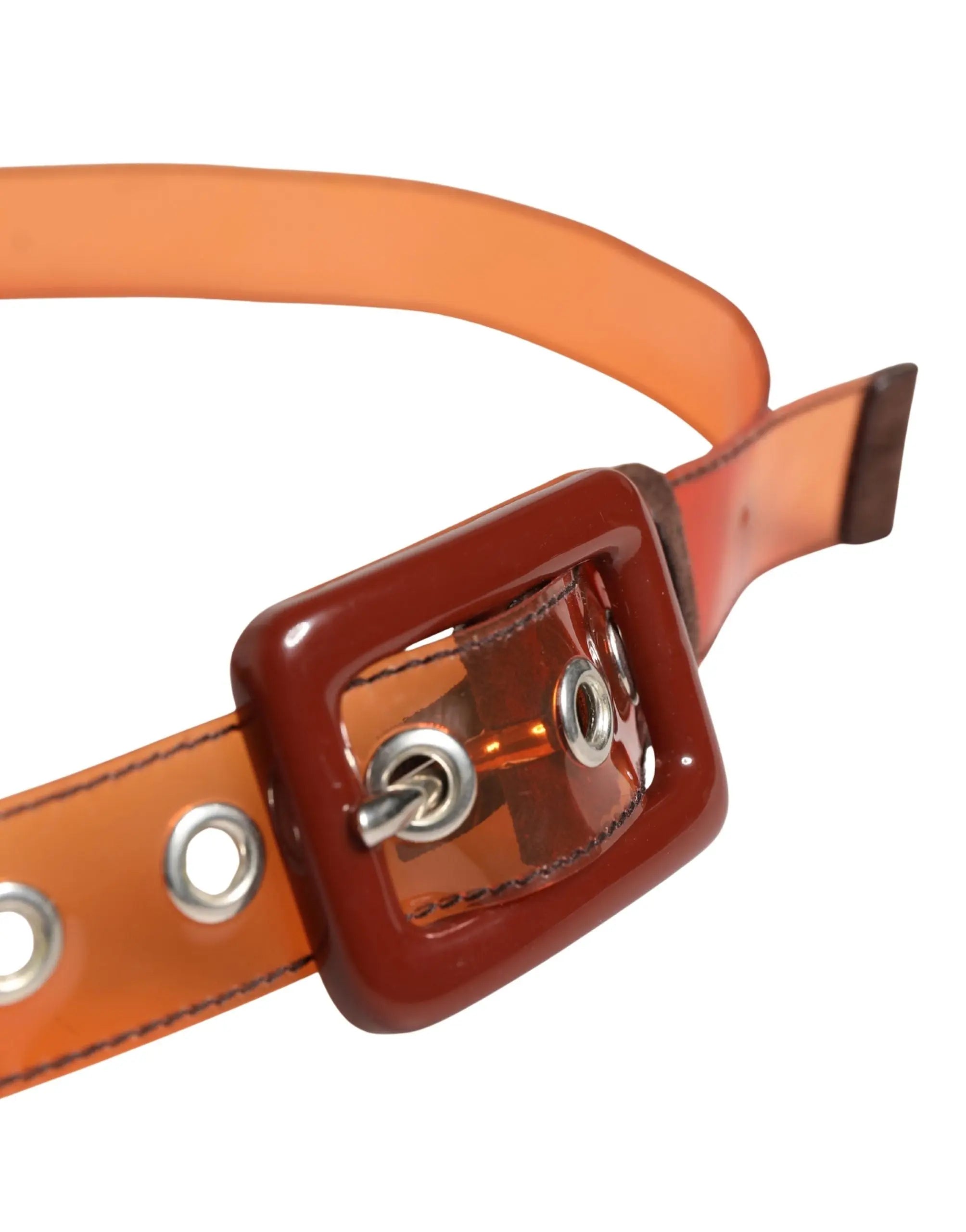 Miu Miu Orange PVC Waist Women Cintura Square Buckle Belt Miu Miu