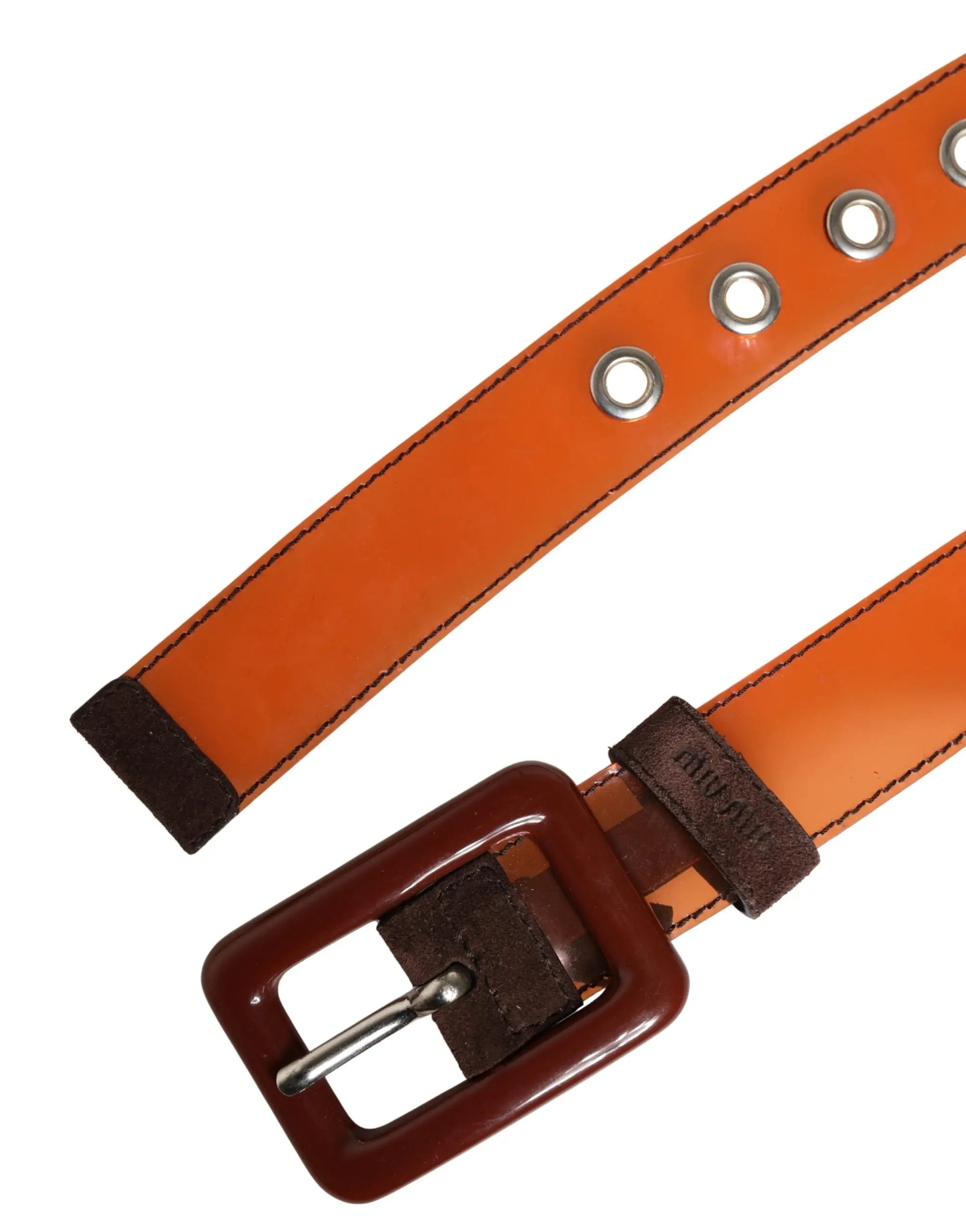 Miu Miu Orange PVC Waist Women Cintura Square Buckle Belt Miu Miu
