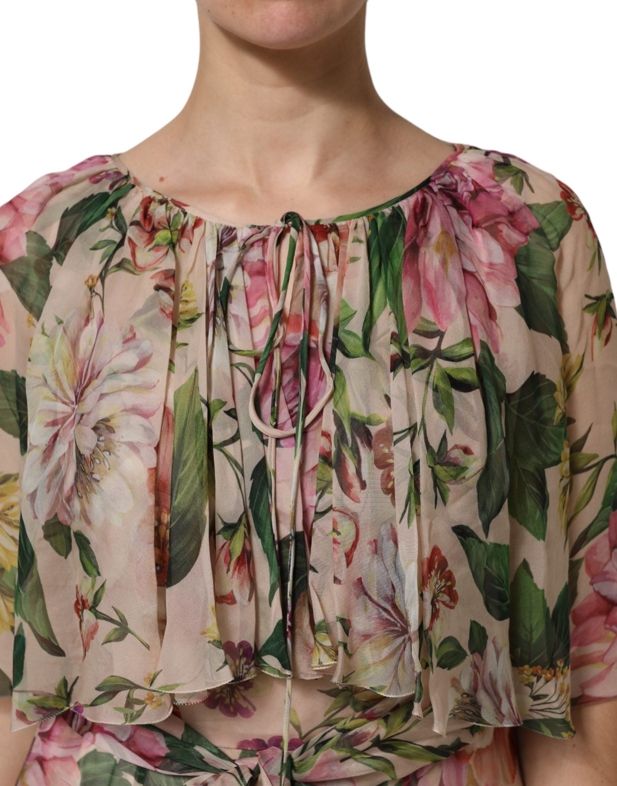 Dolce & Gabbana Multicolor Floral Silk Layered Maxi Dress Dolce & Gabbana