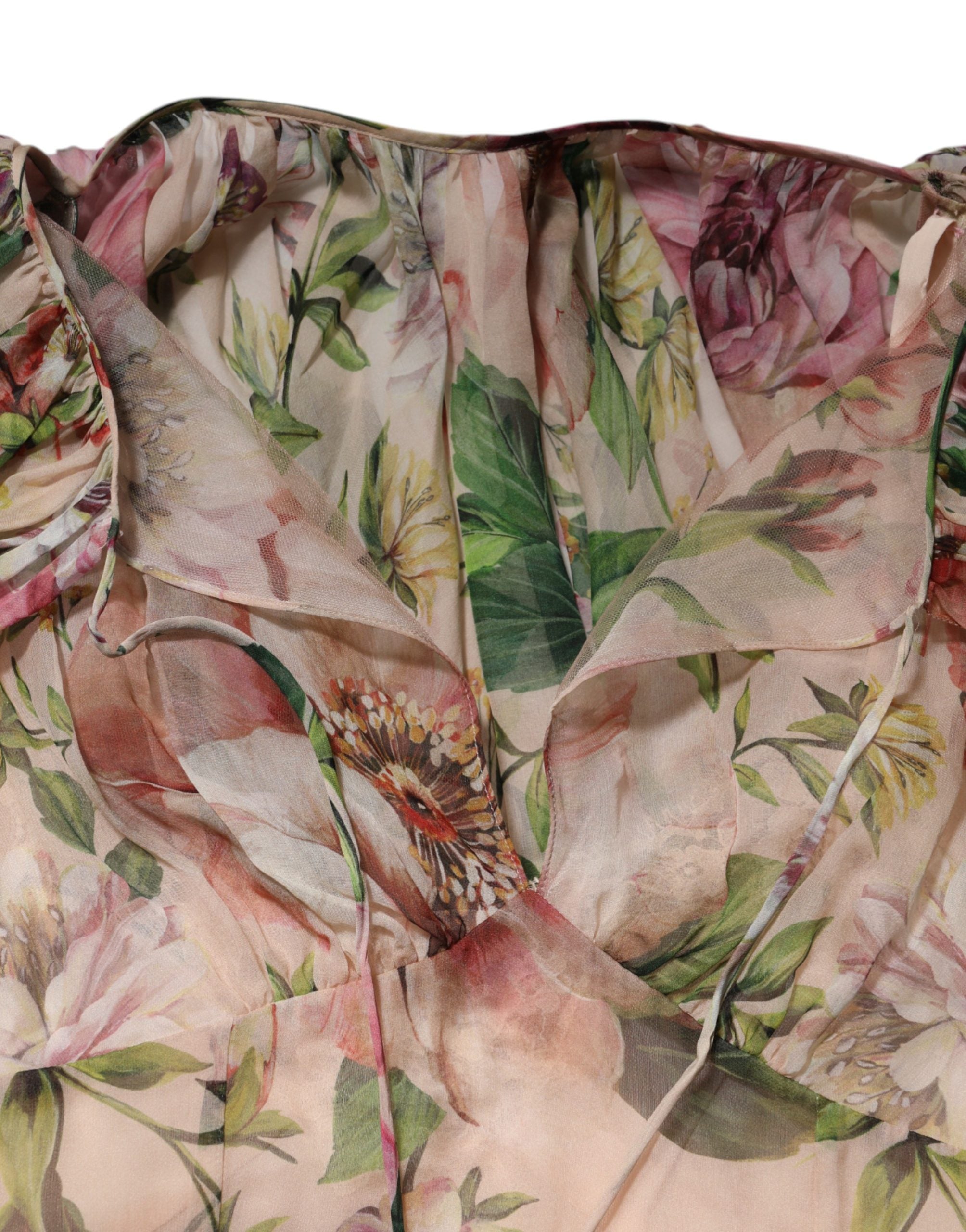 Dolce & Gabbana Multicolor Floral Silk Layered Maxi Dress Dolce & Gabbana