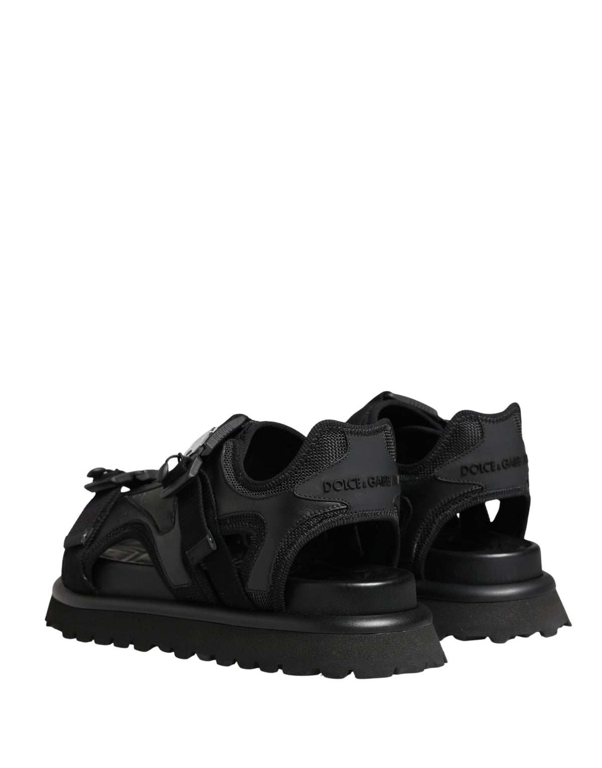 Dolce & Gabbana Black Logo Detailed Men Chunky Sandals Shoes