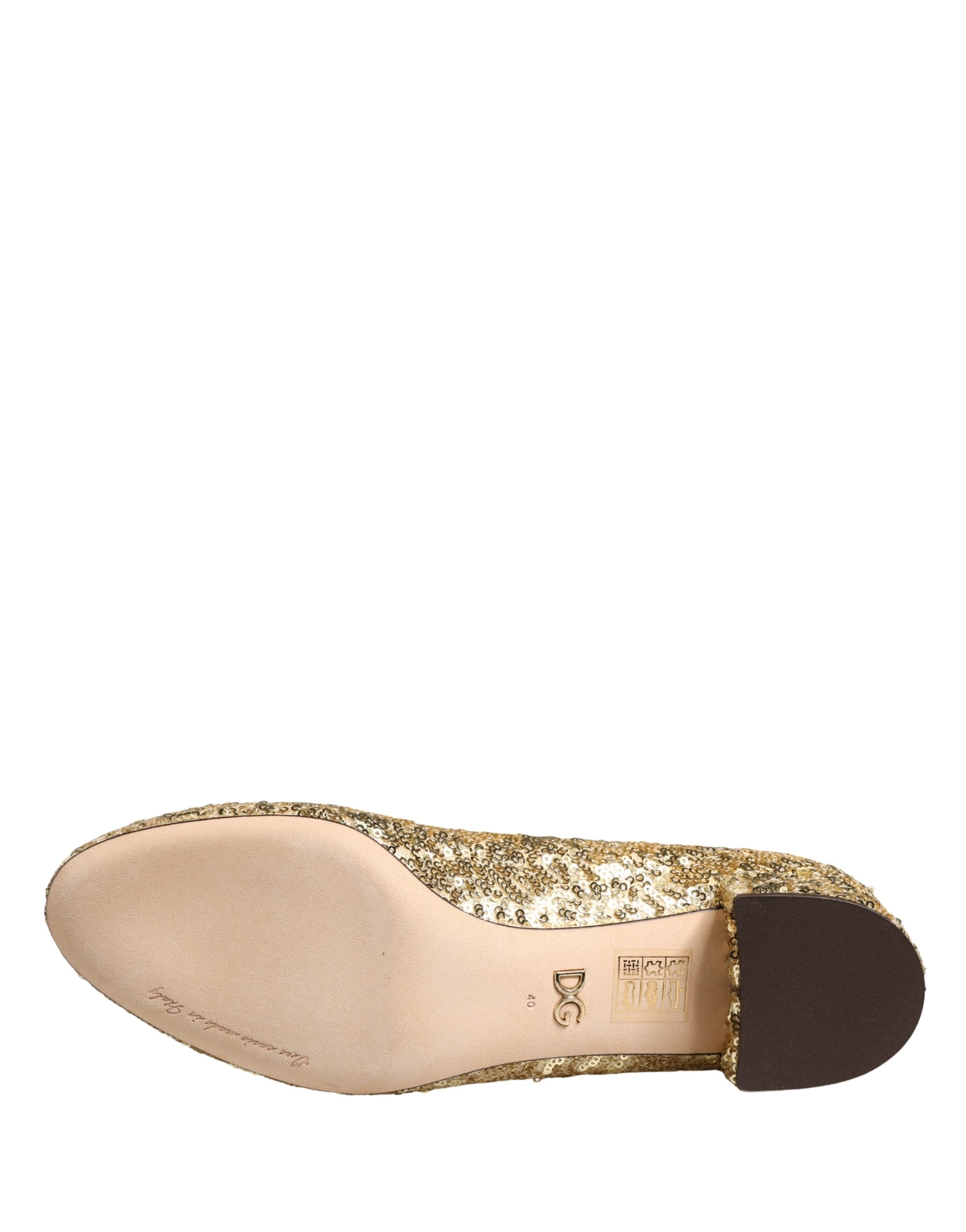 Dolce & Gabbana Gold Sequined Short Boots Stretch Shoes Dolce & Gabbana