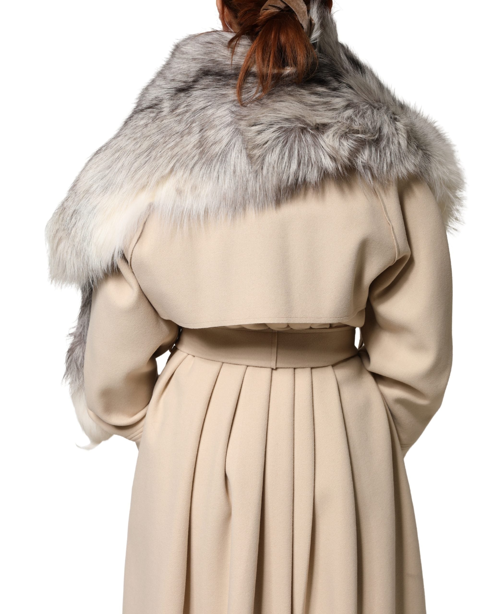 Dolce & Gabbana White Fox Fur Neck Wrap Warmer Winter Scarf Dolce & Gabbana