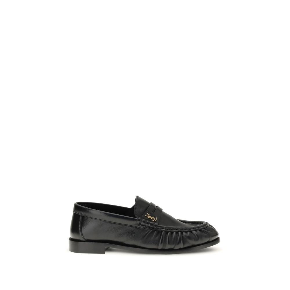 Saint Laurent Black Lamb Ovis Aries Slip-On Loafers Saint Laurent