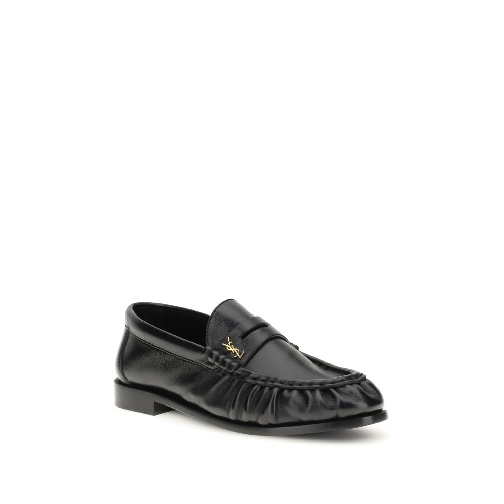 Saint Laurent Black Lamb Ovis Aries Slip-On Loafers Saint Laurent