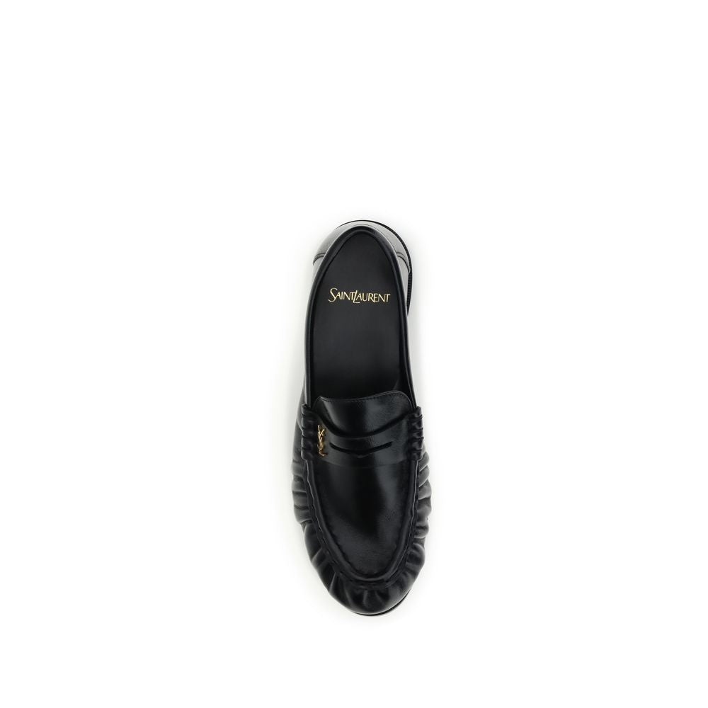 Saint Laurent Black Lamb Ovis Aries Slip-On Loafers Saint Laurent