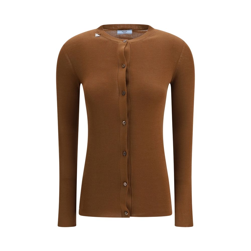 Prada Brown Wool Cardigan Prada