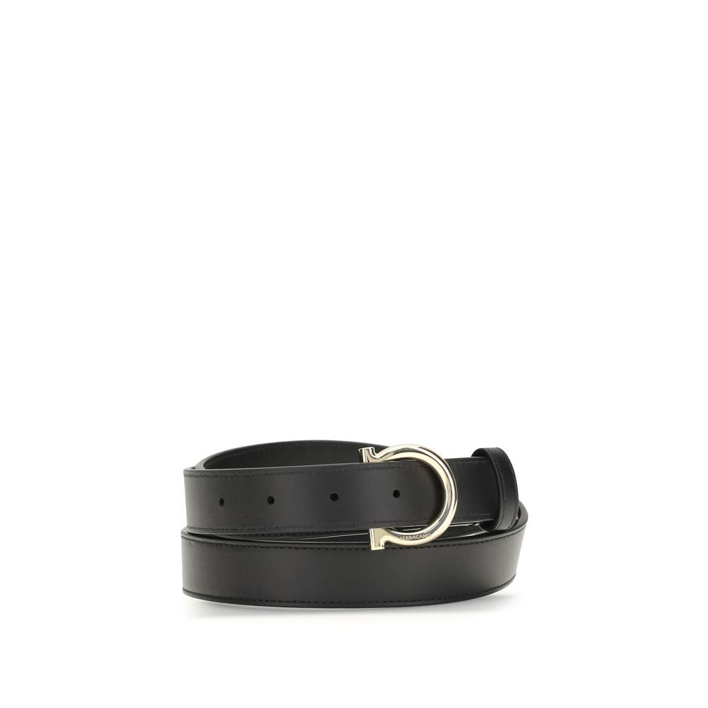 Ferragamo Black Calf Leather Bos Taurus Regular Belt Ferragamo