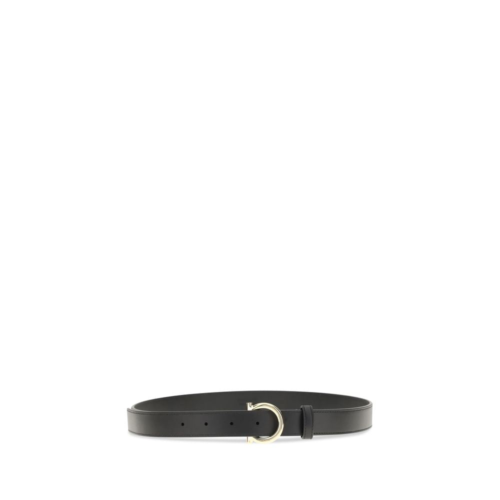 Ferragamo Black Calf Leather Bos Taurus Regular Belt Ferragamo
