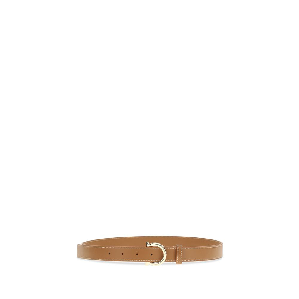 Ferragamo Beige Calf Leather Bos Taurus Regular Belt Ferragamo